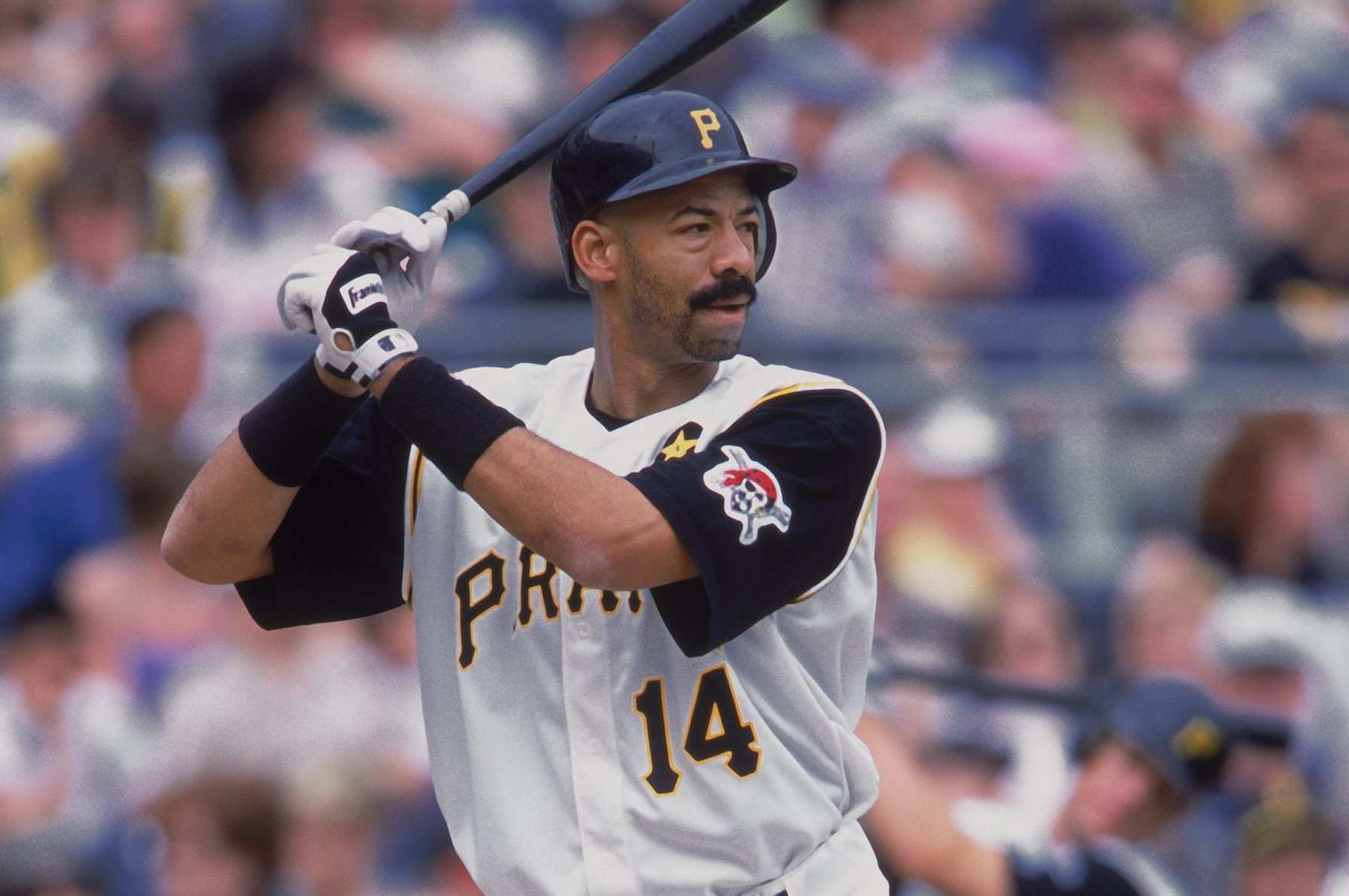 6 May 2001: Derek Bell #14 of the Pittsuburgh Pirates at bat during the game against the Colorado Rockies at PNC Park in Pittsburgh, Pennsylvania. The Pirates defeated the Rockies 4-3.Mandatory Credit: Tom Pigeon /Allsport