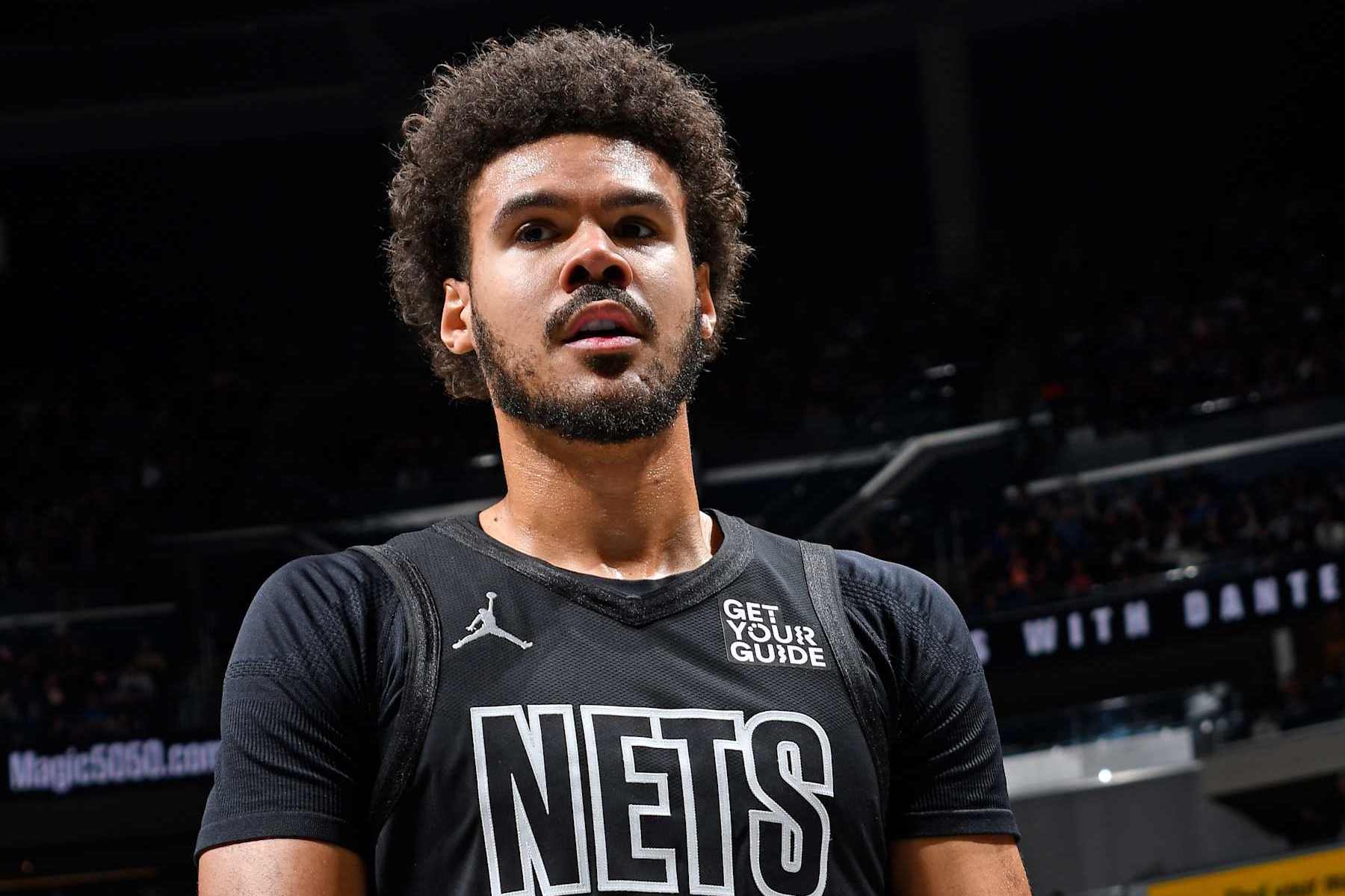 ORLANDO, FL - DECEMBER 29: Cameron Johnson #2 of the Brooklyn Nets looks on during the game against the Orlando Magic on December 29, 2024 at Kia Center in Orlando, Florida. NOTE TO USER: User expressly acknowledges and agrees that, by downloading and or using this photograph, User is consenting to the terms and conditions of the Getty Images License Agreement. Mandatory Copyright Notice: Copyright 2024 NBAE (Photo by Fernando Medina/NBAE via Getty Images)