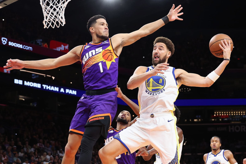 Devin Booker Klay Thompson Emphasized Warriors 4 NBA Title Rings Before Ejection News Scores Highlights Stats and Rumors Bleacher Report