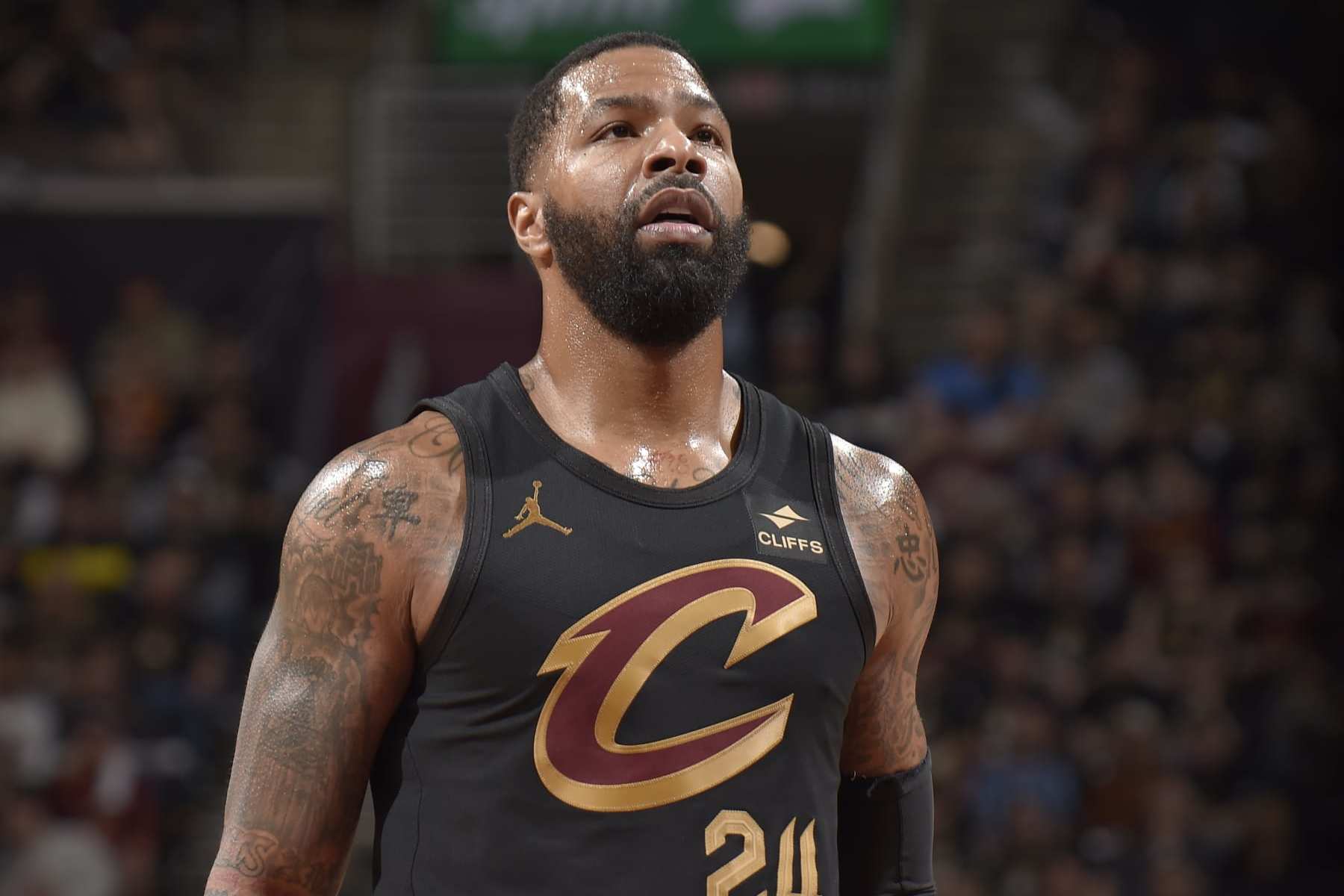 CLEVELAND, OH - APRIL 30: Marcus Morris Sr. #24 of the Cleveland Cavaliers shoots a free throw during the game against the Orlando Magic during Round 1 Game 5 of the 2024 NBA Playoffs on April 30, 2024 at Rocket Mortgage FieldHouse in Cleveland, Ohio. NOTE TO USER: User expressly acknowledges and agrees that, by downloading and/or using this Photograph, user is consenting to the terms and conditions of the Getty Images License Agreement. Mandatory Copyright Notice: Copyright 2024 NBAE (Photo by David Liam Kyle/NBAE via Getty Images)