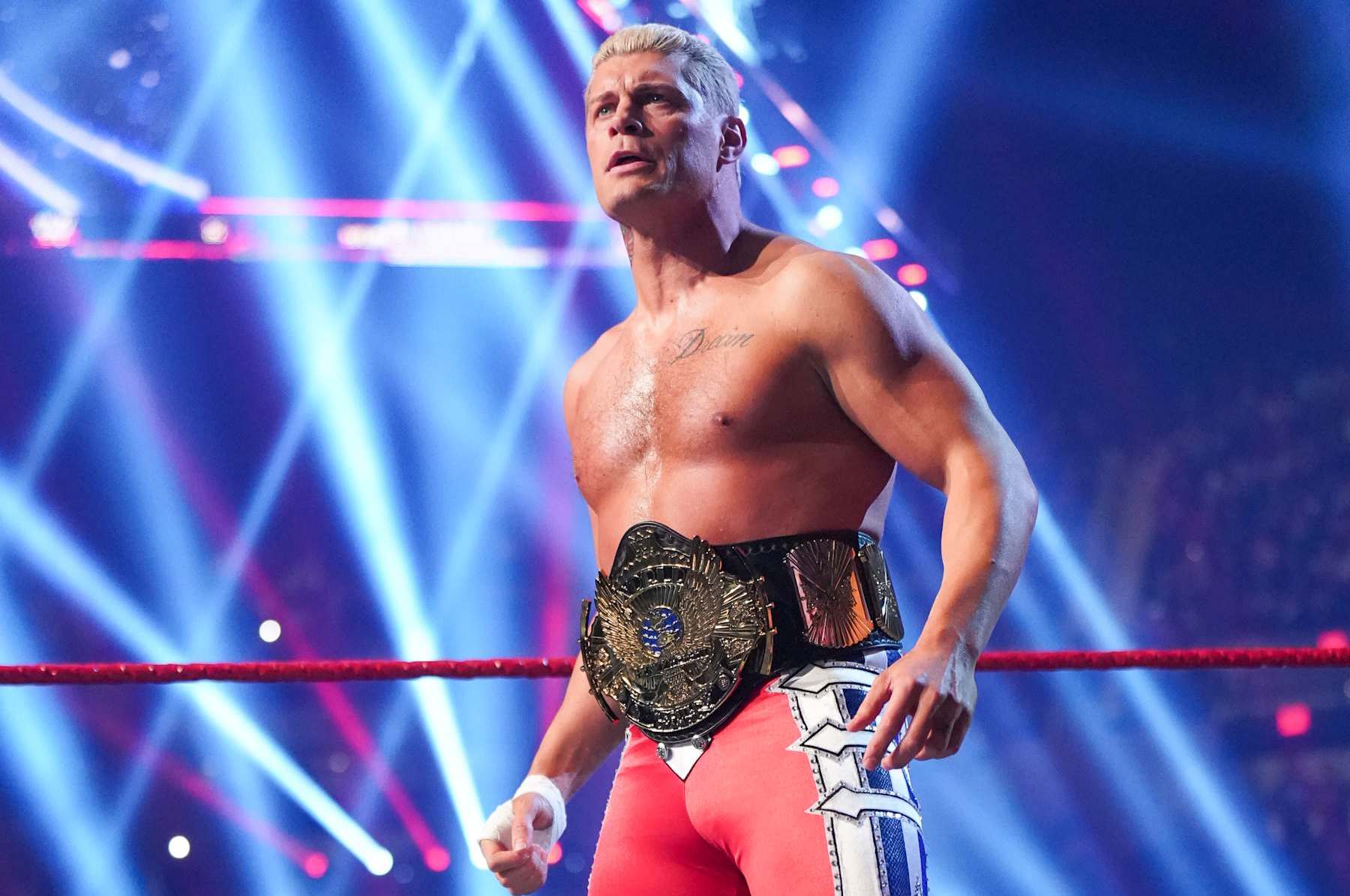 UNIONDALE, NEW YORK - DECEMBER 14: Cody Rhodes enters the arena during Saturday Night Main Event at Nassau Veterans Memorial Coliseum on December 14, 2024 in Uniondale, New York.  (Photo by WWE/Getty Images)