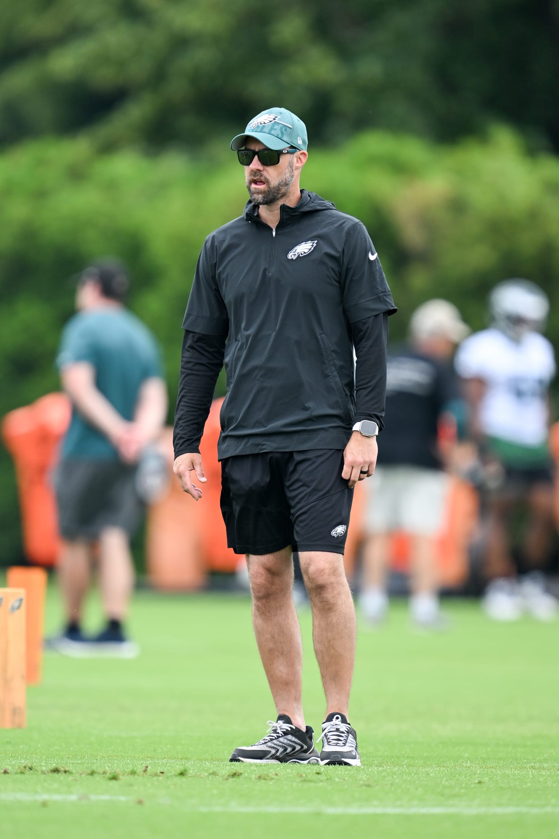 PHILADELPHIA, PA - JUNE 06: Philadelphia Eagles head coach Nick Sirianni looks on during Eagles training camp on June 6th, 2024 at the NovaCare Complex in Philadelphia, Pa. (Photo by Terence Lewis/Icon Sportswire via Getty Images)