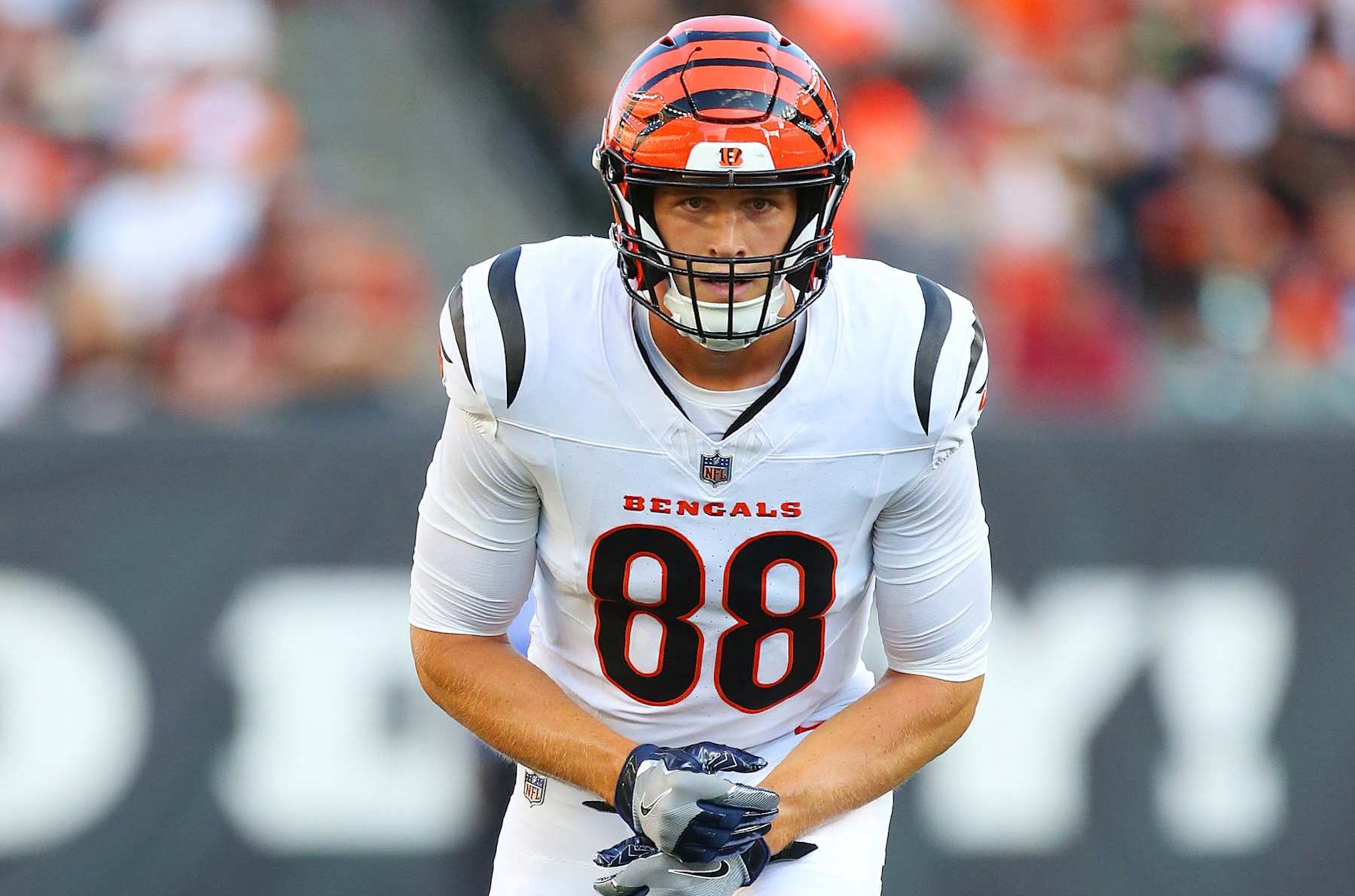CINCINNATI, OH - AUGUST 10 - Cincinnati Bengals tight end Mike Gesicki (88) in a game between the Tampa Bay Buccaneers and the Cincinnati Bengals at Paycor Stadium on Saturday, August 10, 2024. (Photo by Jeff Moreland/Icon Sportswire via Getty Images)