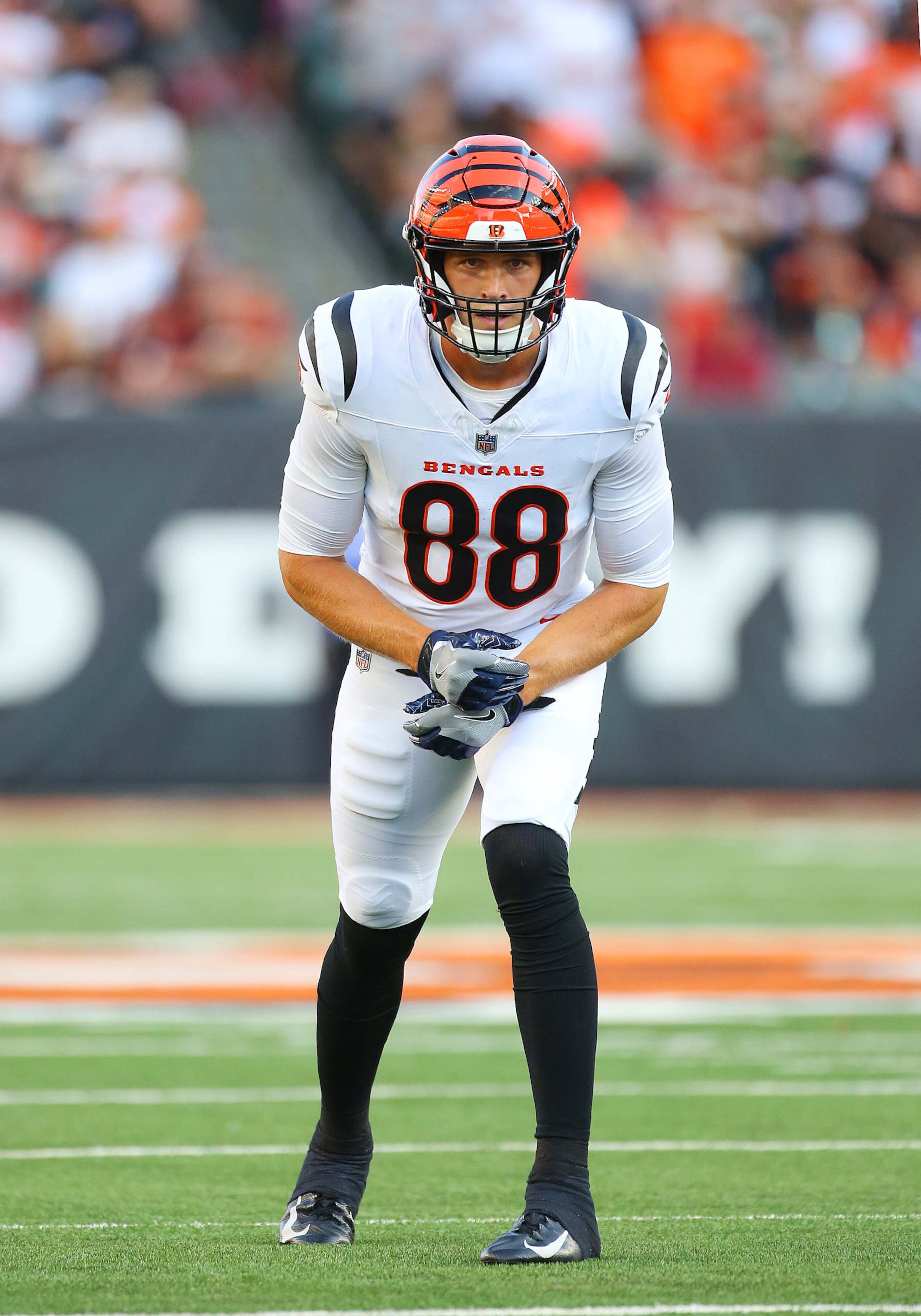 CINCINNATI, OH - AUGUST 10 -  Cincinnati Bengals tight end Mike Gesicki (88) in a game between the Tampa Bay Buccaneers and the Cincinnati Bengals at Paycor Stadium on Saturday, August 10, 2024. (Photo by Jeff Moreland/Icon Sportswire via Getty Images)