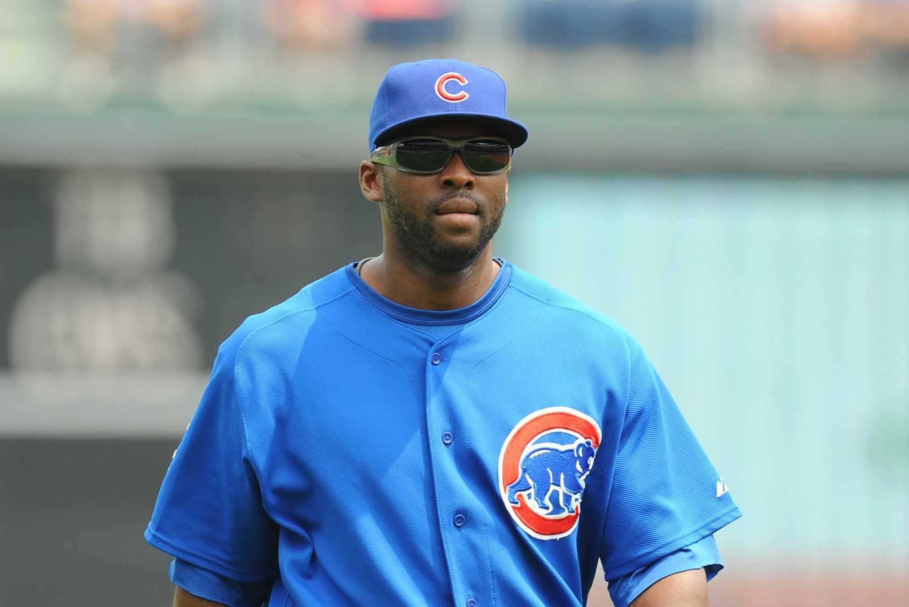 PHILADELPHIA - JULY 22: Milton Bradley #21 of the Chicago Cubs is seen prior to the game against the Philadelphia Phillies at Citizens Bank Park in Philadelphia, Pennsylvania on July 22, 2009. The Cubs defeated the Phillies 10-5. (Photo by Rich Pilling/MLB via Getty Images)