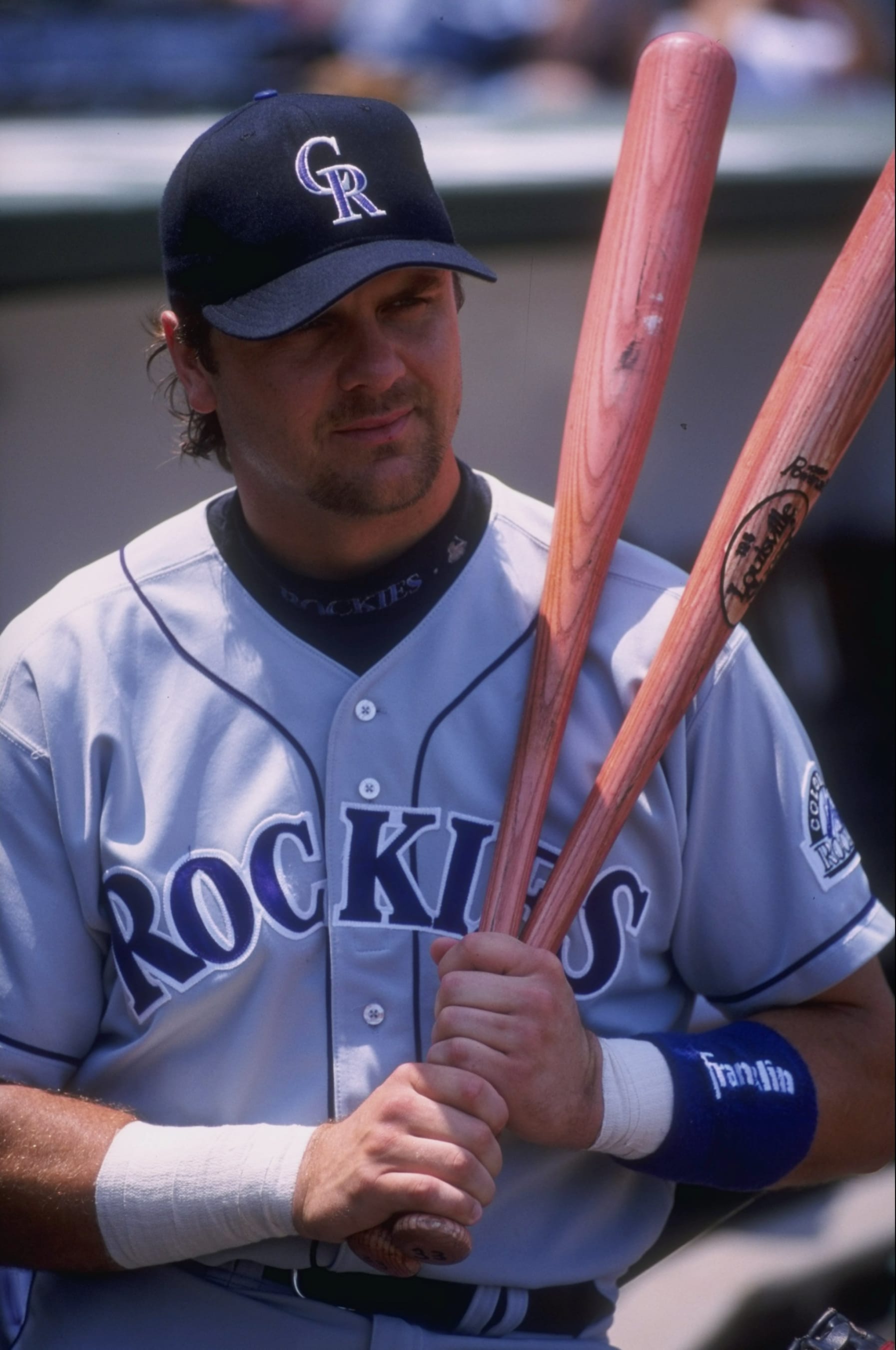 20 Jul 1997:  Outfielder Larry Walker of the Colorado Rockies in action during a game against the Chicago Cubs at Wrigley Field in Chicago, Illinois.  The Rockies won the game 9-5. Mandatory Credit: Jonathan Daniel  /Allsport