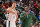 DETROIT, MI - JANUARY 20: Brook Lopez #11 and Head Coach Adrian Griffin of the Milwaukee Bucks talk during the game against the Detroit Pistons on January 20, 2024 at Little Caesars Arena in Detroit, Michigan. NOTE TO USER: User expressly acknowledges and agrees that, by downloading and/or using this photograph, User is consenting to the terms and conditions of the Getty Images License Agreement. Mandatory Copyright Notice: Copyright 2024 NBAE (Photo by Chris Schwegler/NBAE via Getty Images)
