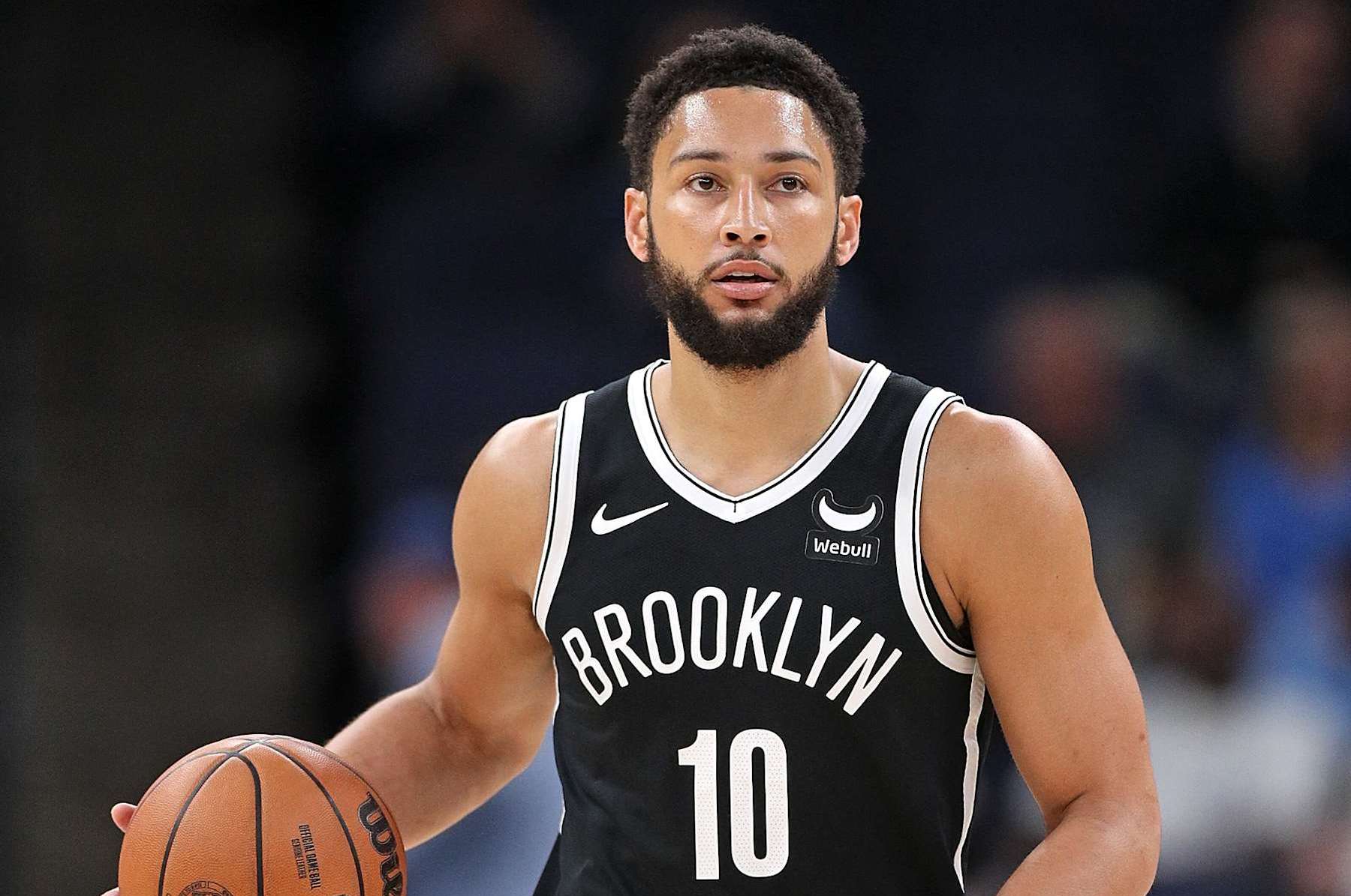 MEMPHIS, TENNESSEE - FEBRUARY 26: Ben Simmons #10 of the Brooklyn Nets brings the ball up court during the game against the Memphis Grizzlies at FedExForum on February 26, 2024 in Memphis, Tennessee. NOTE TO USER: User expressly acknowledges and agrees that, by downloading and or using this photograph, User is consenting to the terms and conditions of the Getty Images License Agreement. (Photo by Justin Ford/Getty Images)