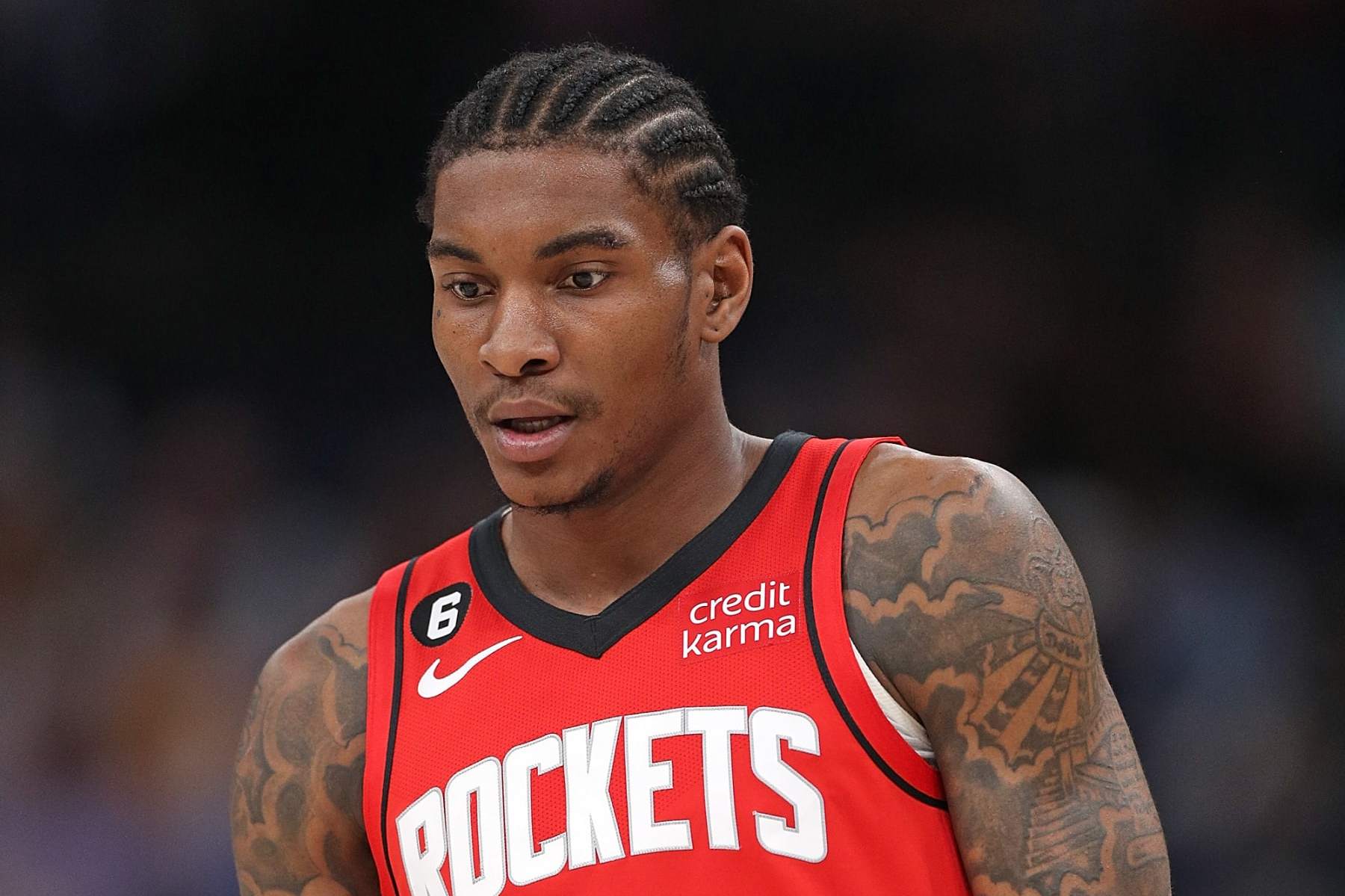 MEMPHIS, TENNESSEE - MARCH 24: Kevin Porter Jr. #3 of the Houston Rockets during the game against the Memphis Grizzlies at FedExForum on March 24, 2023 in Memphis, Tennessee. NOTE TO USER: User expressly acknowledges and agrees that, by downloading and or using this photograph, User is consenting to the terms and conditions of the Getty Images License Agreement. (Photo by Justin Ford/Getty Images)