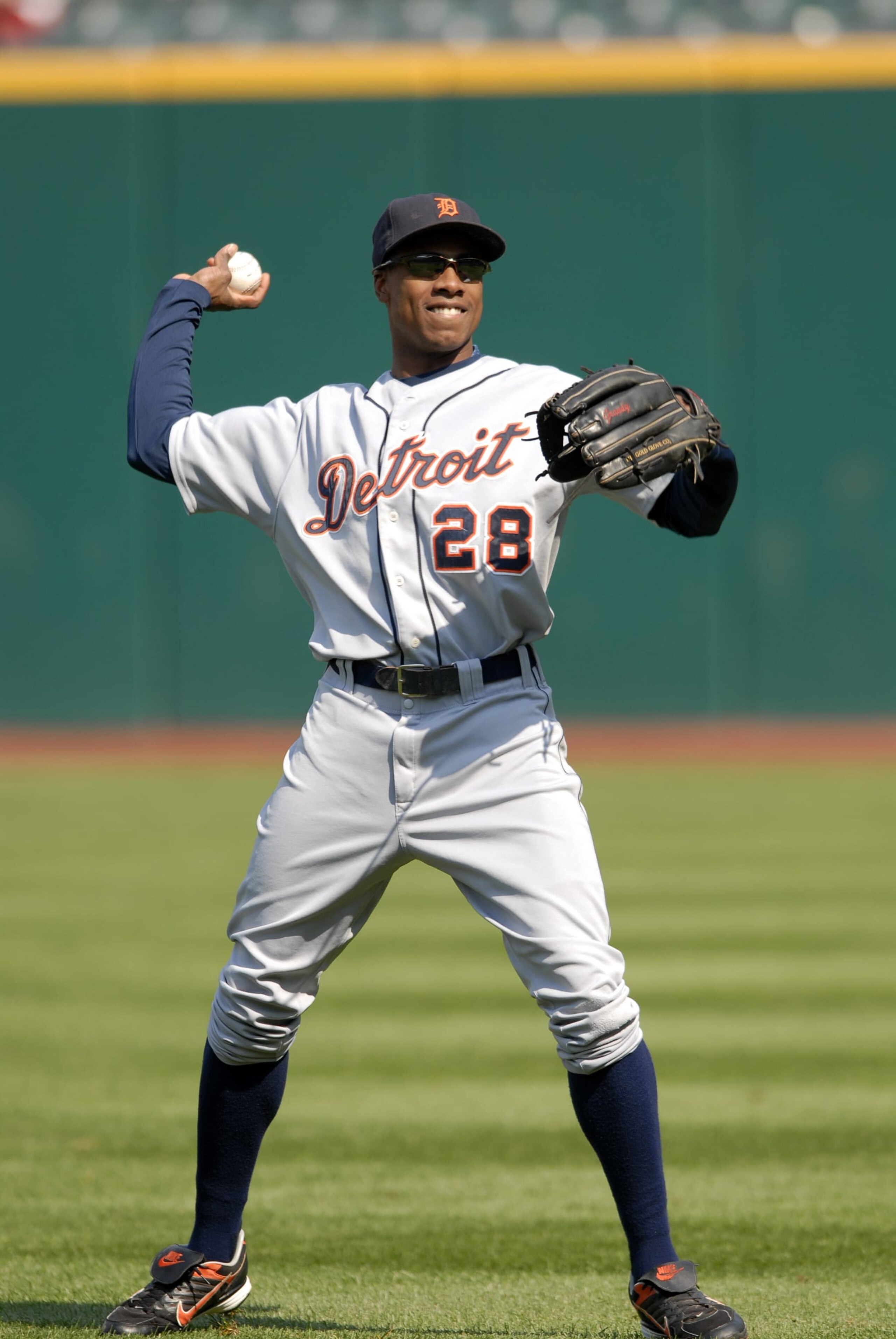 CLEVELAND - SEPTEMBER 19: Outfielder Curtis Granderson #28 of the Detroit Tigers warms up prior to a game with the Cleveland Indians on Wednesday, September 19, 2007 at Jacobs Field in Cleveland, Ohio. Cleveland won 4-2. Curtis Granderson07-1220286 (Photo by Diamond Images/Getty Images)