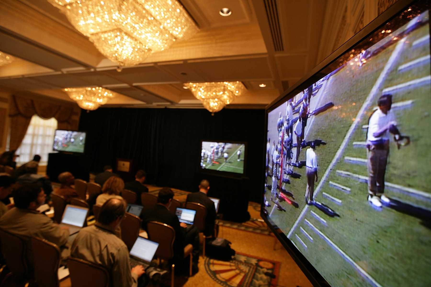 NEW YORK - MAY 13: Videotapes taken by former New England Patriots video operator Matthew Walsh are shown to the media on May 13, 2008 at the Intercontinental Hotel in New York City. Walsh was there to discuss videotaping practices used by the Patriots in the Spygate controversy. (Photo by Chris Trotman/Getty Images)