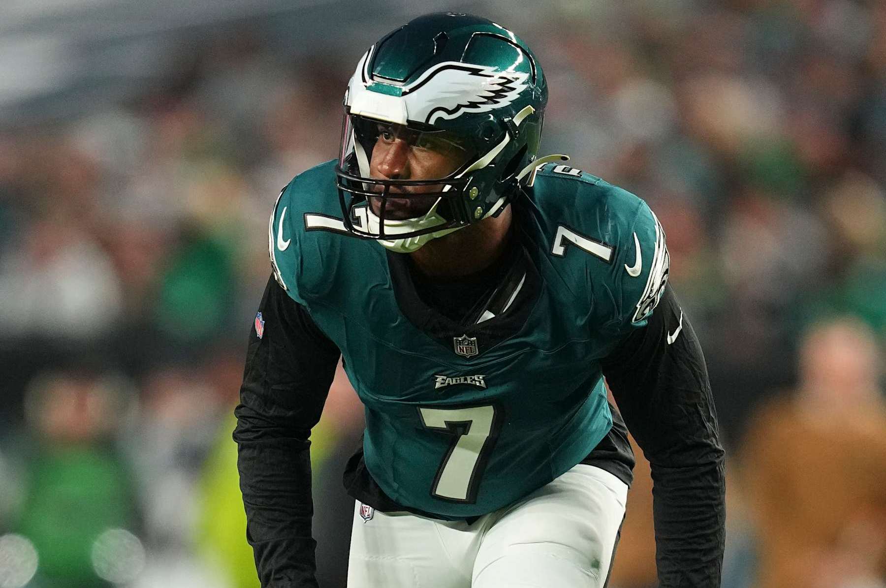 PHILADELPHIA, PENNSYLVANIA - NOVEMBER 5: Haason Reddick #7 of the Philadelphia Eagles in action against the Dallas Cowboys at Lincoln Financial Field on November 5, 2023 in Philadelphia, Pennsylvania. (Photo by Mitchell Leff/Getty Images)