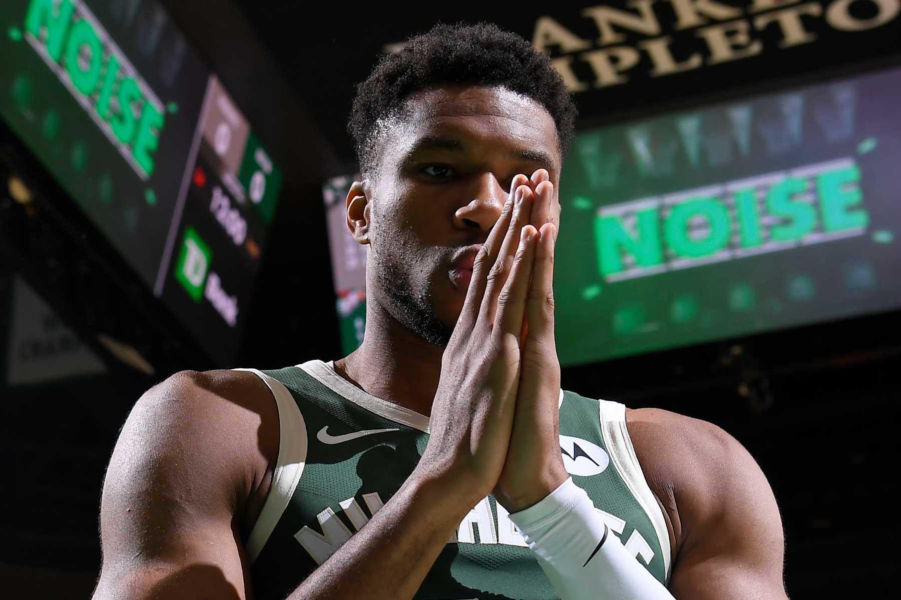 BOSTON, MA - OCTOBER 28: Giannis Antetokounmpo #34 of the Milwaukee Bucks looks on during the game against the Boston Celtics on October 28, 2024 at TD Garden in Boston, Massachusetts. NOTE TO USER: User expressly acknowledges and agrees that, by downloading and/or using this Photograph, user is consenting to the terms and conditions of the Getty Images License Agreement. Mandatory Copyright Notice: Copyright 2024 NBAE (Photo by Brian Babineau/NBAE via Getty Images)
