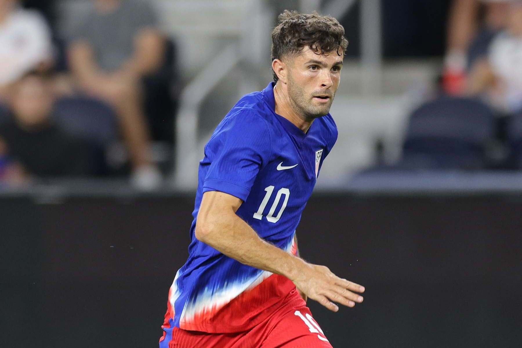 CINCINNATI, OHIO - SEPTEMBER 10: Christian Pulisic #10 of the United States advances the ball during the second half against New Zealand at TQL Stadium on September 10, 2024 in Cincinnati, Ohio. (Photo by John Dorton/ISI Photos/USSF/Getty Images)