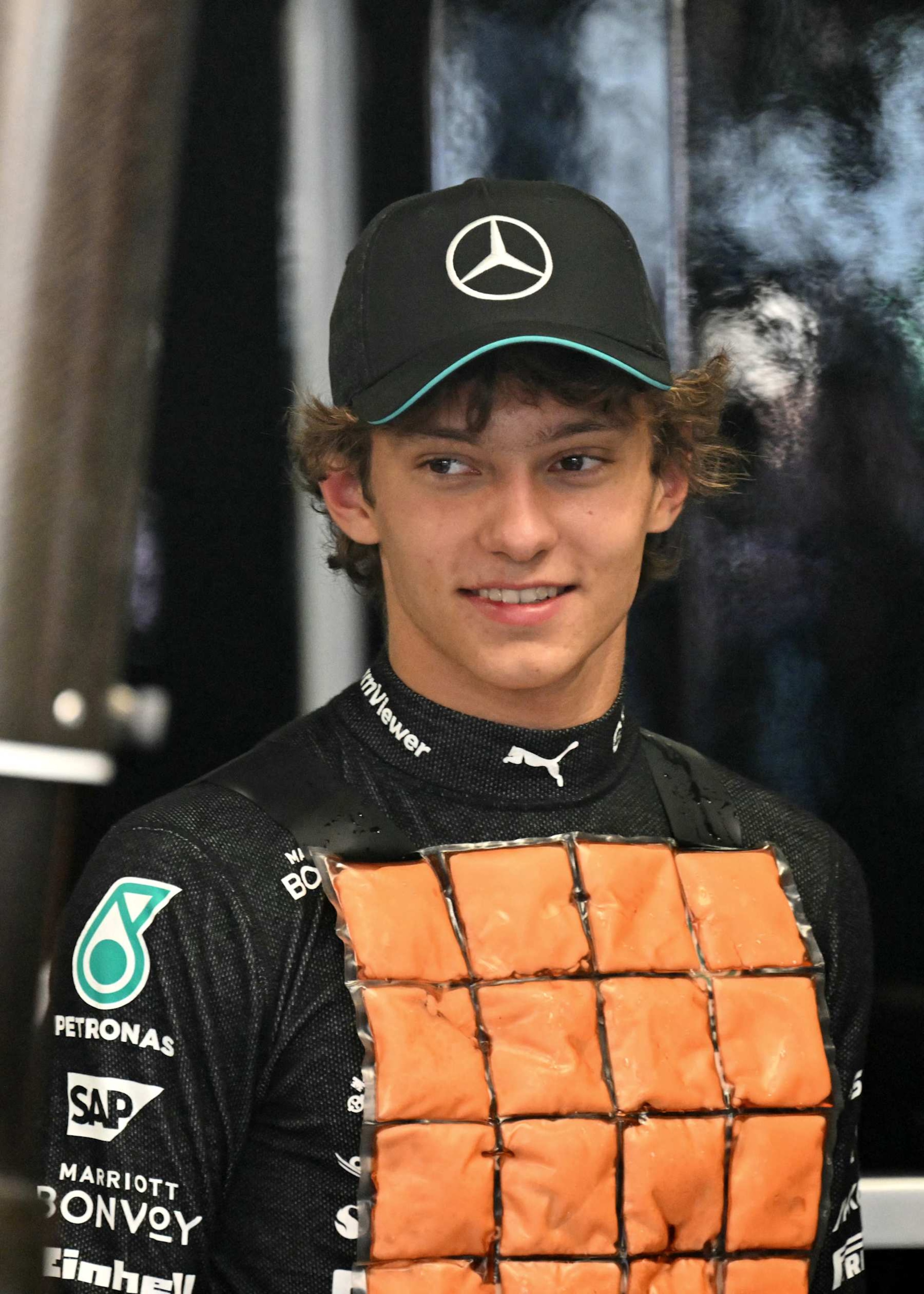 Mercedes' Italian driver Andrea Kimi Antonelli prepares before first practice session, ahead of the Italian Formula One Grand Prix at Autodromo Nazionale Monza circuit, in Monza on August 30, 2024. (Photo by Andrej ISAKOVIC / AFP) (Photo by ANDREJ ISAKOVIC/AFP via Getty Images)