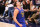 DENVER, CO - OCTOB24ER : Nikola Jokic #15 of the Denver Nuggets celebrates during the game against the Los Angeles Lakers on October 24, 2023 at the Ball Arena in Denver, Colorado. NOTE TO USER: User expressly acknowledges and agrees that, by downloading and/or using this Photograph, user is consenting to the terms and conditions of the Getty Images License Agreement. Mandatory Copyright Notice: Copyright 2023 NBAE (Photo by Jamie Schwaberow/NBAE via Getty Images)
