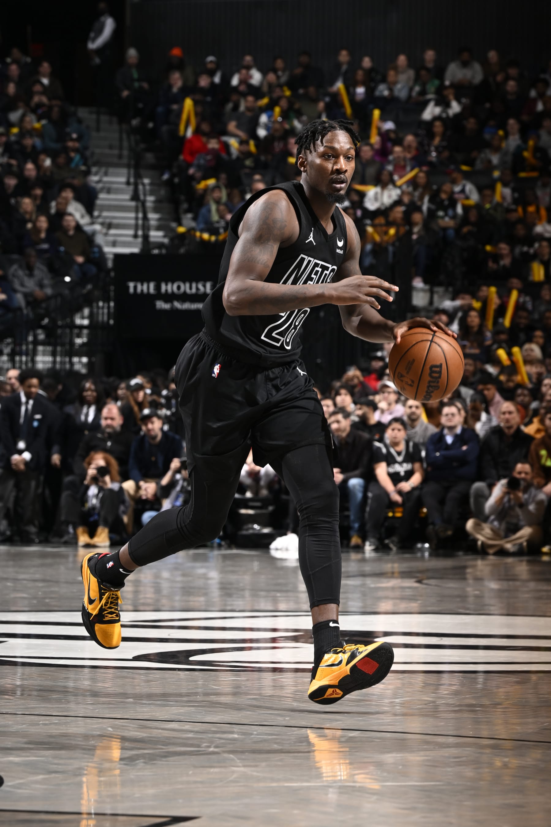BROOKLYN, NY - JANUARY 25: Dorian Finney-Smith #28 of the Brooklyn Nets dribbles the ball at some level of the game in opposition to the Minnesota Timberwolves on January 25, 2024 at Barclays Heart in Brooklyn, Original York. NOTE TO USER: Particular person expressly acknowledges and concurs that, by downloading and or the use of this Photo, user is consenting to the terms and conditions of the Getty Pictures License Settlement. Significant Copyright Look: Copyright 2024 NBAE (Photo by David Dow/NBAE by Getty Pictures)