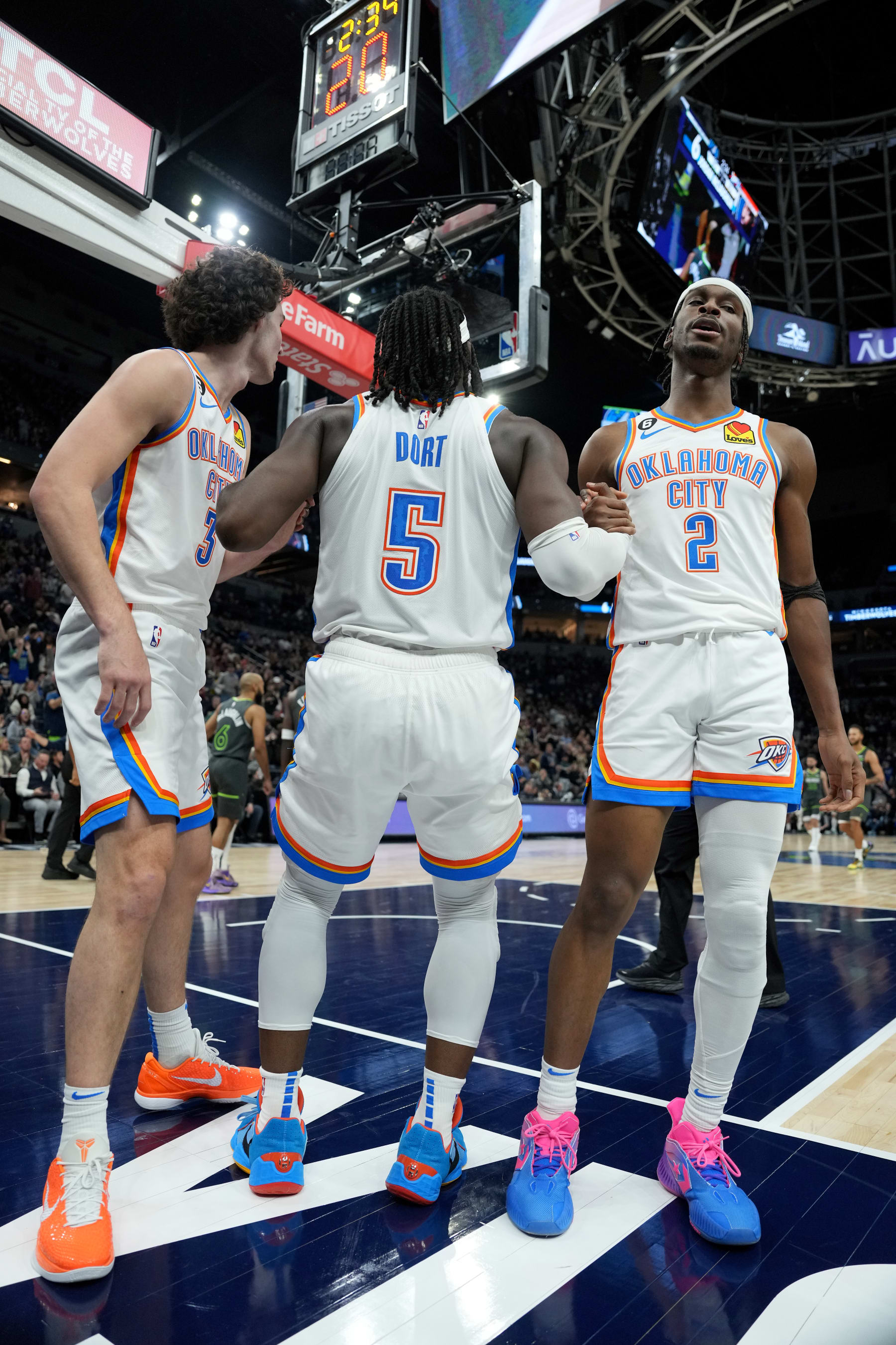 Josh Giddey, Luguentz Dort and Shai Gilgeous-Alexander