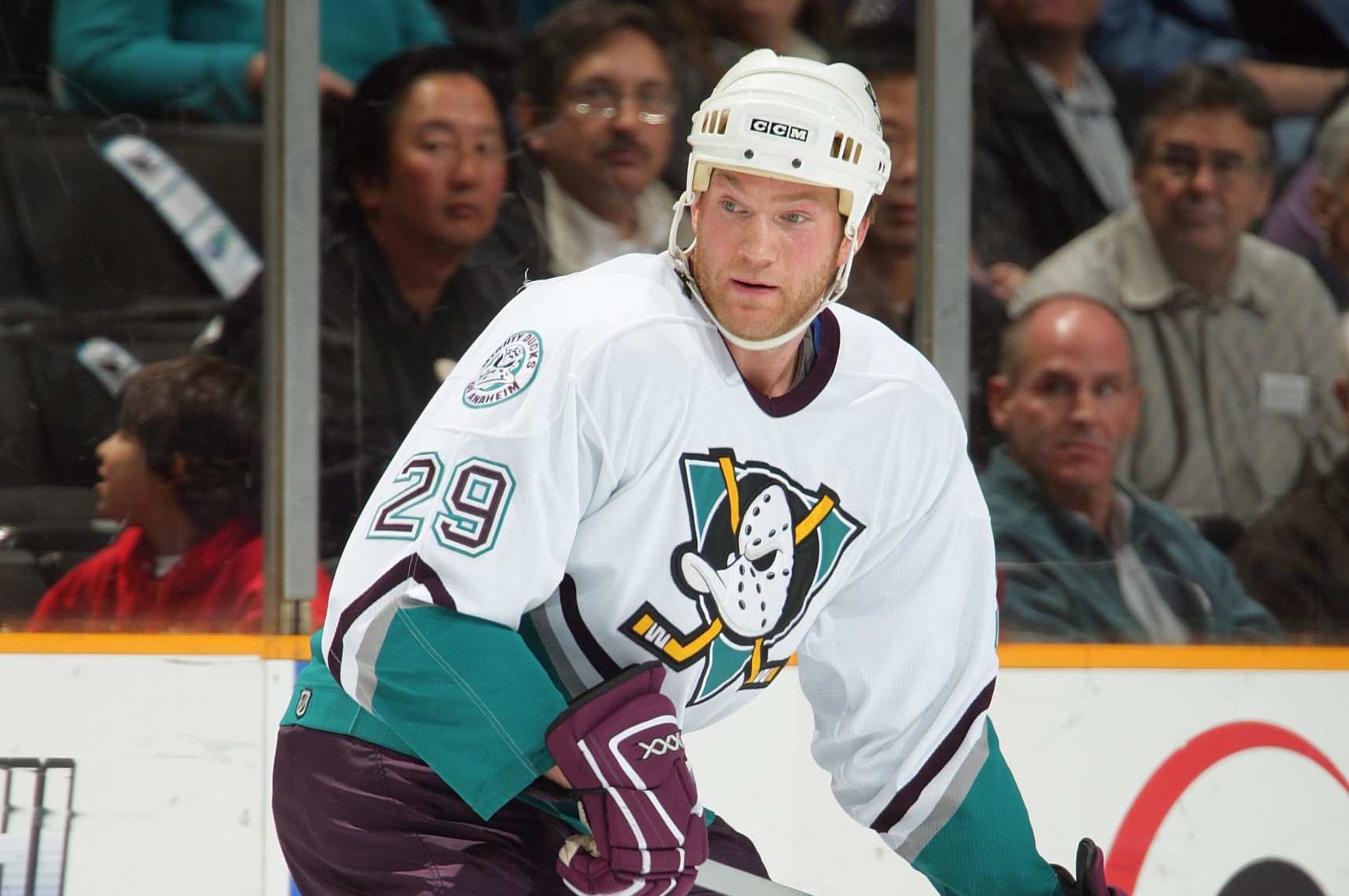 SAN JOSE, CA - DECEMBER 20: Todd Fedoruk #29 of the Anaheim Mighty Ducks skates during a game against the San Jose Sharks on December 20, 2005 at the HP Pavilion in San Jose, California. The Sharks won the game 4-2. (Photo by Don Smith/Getty Images)