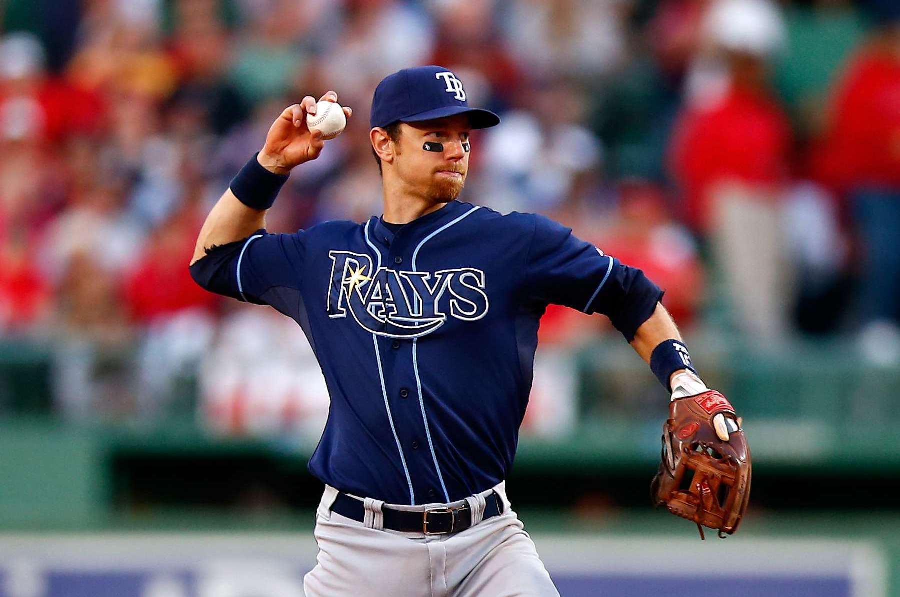 BOSTON, MA - OCTOBER 04: Ben Zobrist #18 of the Tampa Bay Rays throws to first base against the Boston Red Sox during Game One of the American League Division Series at Fenway Park on October 4, 2013 in Boston, Massachusetts. (Photo by Jared Wickerham/Getty Images)