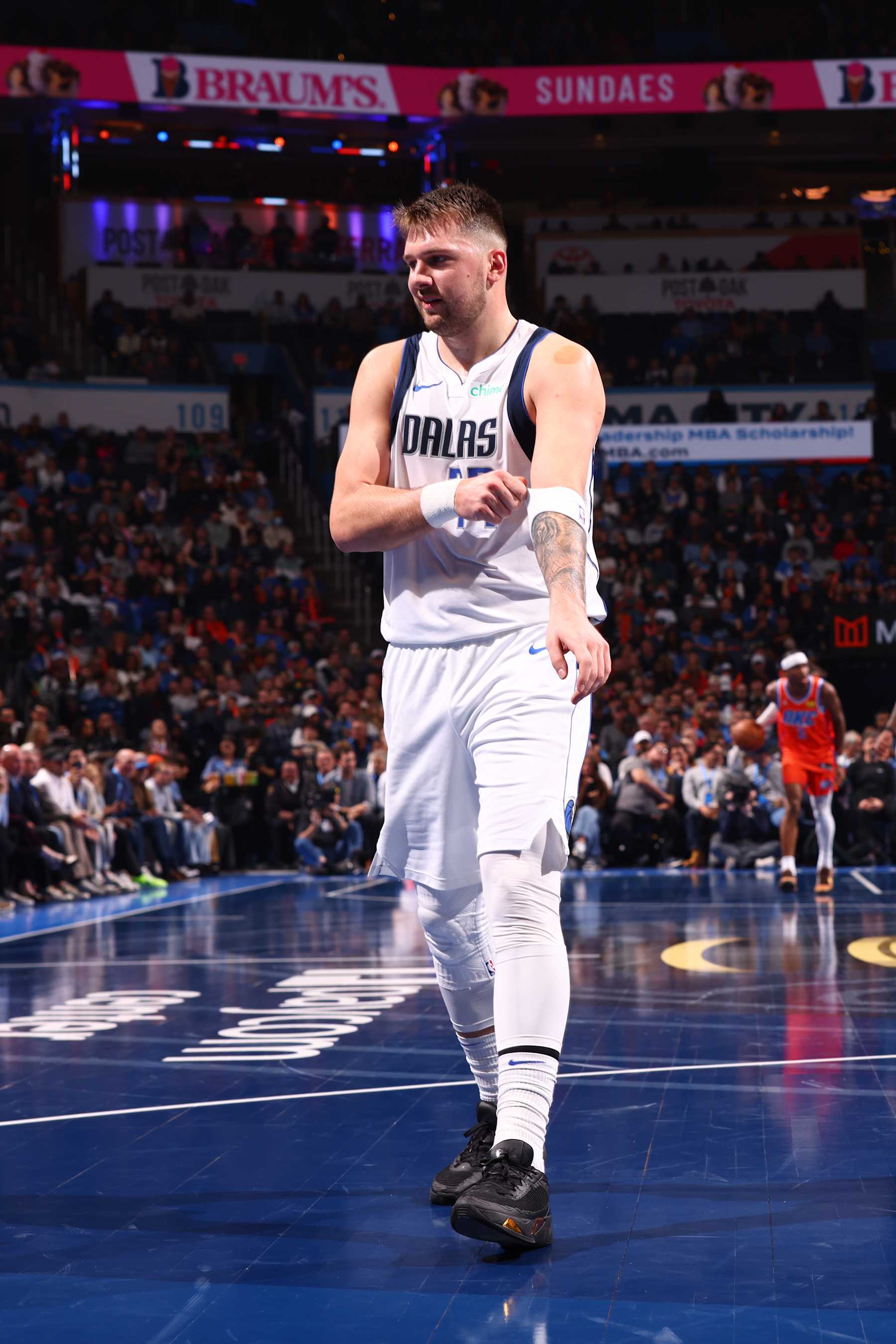 basketball basketball OKLAHOMA CITY, OK - DECEMBER 10: Luka Doncic #77 of the Dallas Mavericks looks on during the game against the Oklahoma City Thunder during the Emirates NBA Cup Quarterfinals on December 10, 2024 at Paycom Center in Oklahoma City, Oklahoma. NOTE TO USER: User expressly acknowledges and agrees that, by downloading and or using this photograph, User is consenting to the terms and conditions of the Getty Images License Agreement. Mandatory Copyright Notice: Copyright 2024 NBAE (Photo by Zach Beeker/NBAE via Getty Images)