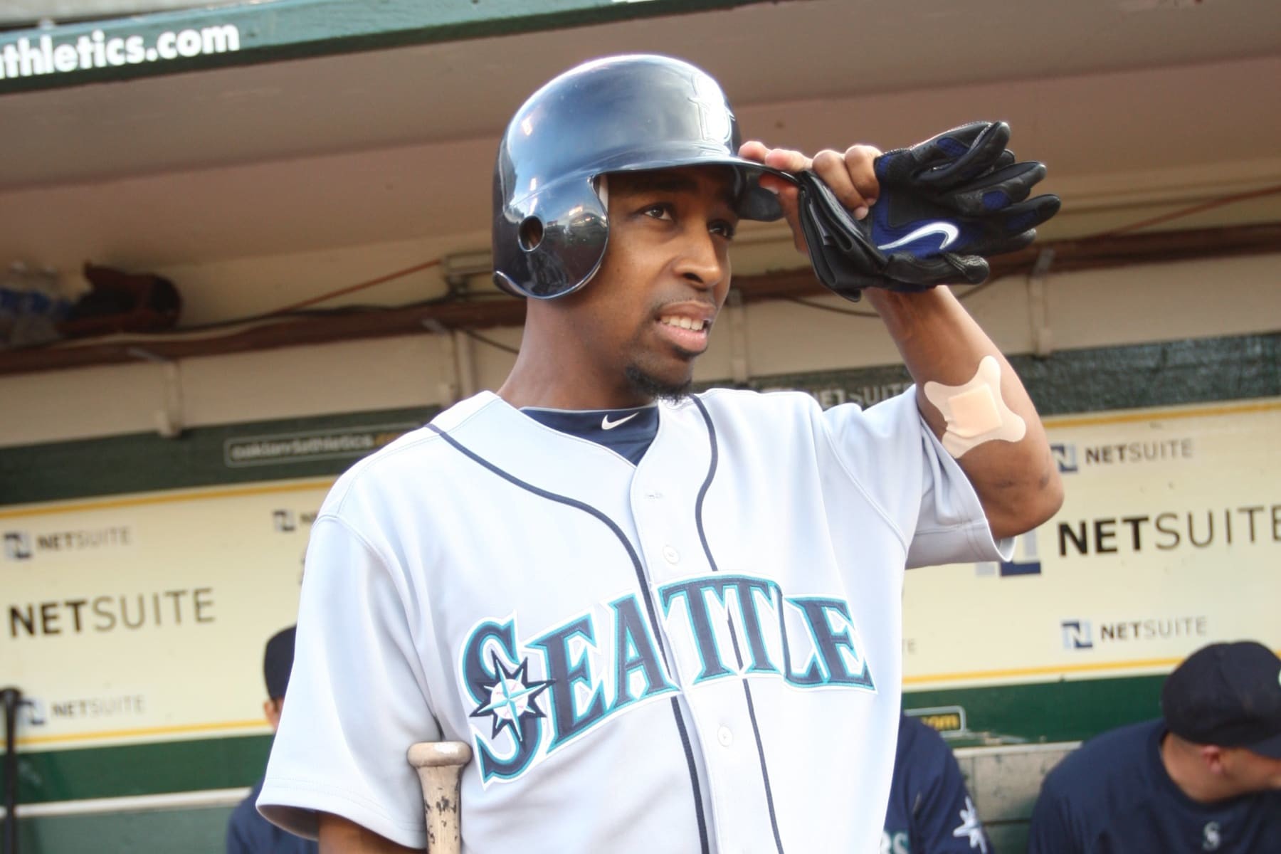 OAKLAND, CA - MAY 18: Chone Figgins #9 of the Seattle Mariners standing in the dugout prior to the game against the Oakland Athletics at the Oakland Coliseum on May 18, 2010 in Oakland, California. The Athletics defeated the Mariners 6-5. (Photo by Michael Zagaris/Getty Images)
