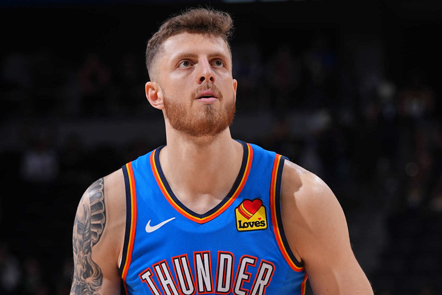 DENVER, CO - OCTOBER 15: Isaiah Hartenstein #55 of the Oklahoma City Thunder shoots a free throw during the game against the Denver Nuggets during a NBA pre season game on October 15, 2024 at Ball Arena in Denver, Colorado. NOTE TO USER: User expressly acknowledges and agrees that, by downloading and/or using this Photograph, user is consenting to the terms and conditions of the Getty Images License Agreement. Mandatory Copyright Notice: Copyright 2024 NBAE (Photo by Bart Young/NBAE via Getty Images)