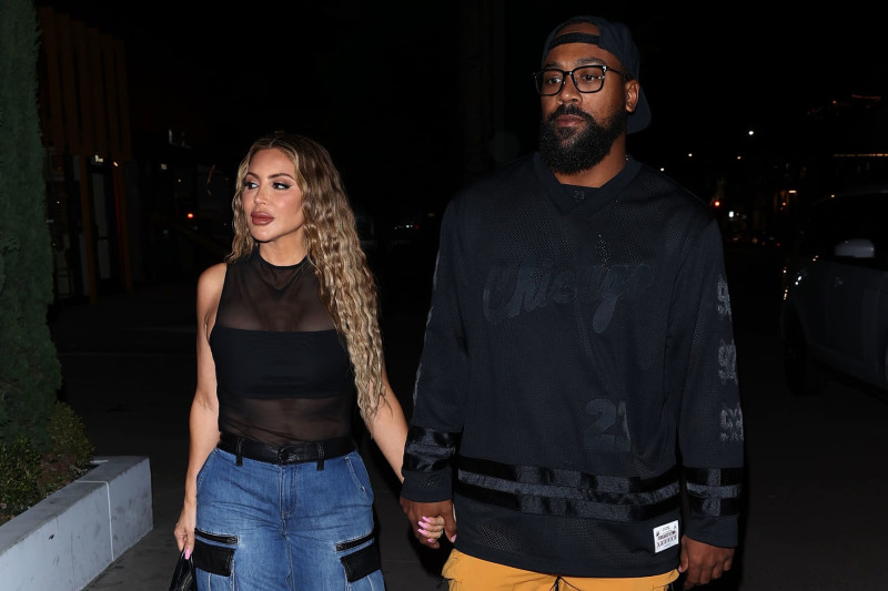 WEST HOLLYWOOD, CA - OCTOBER 23: Larsa Pippen and Marcus Jordan are seen leaving Catch Steak LA on October 23, 2023 in West Hollywood, California. (Photo by MEGA/GC Images)