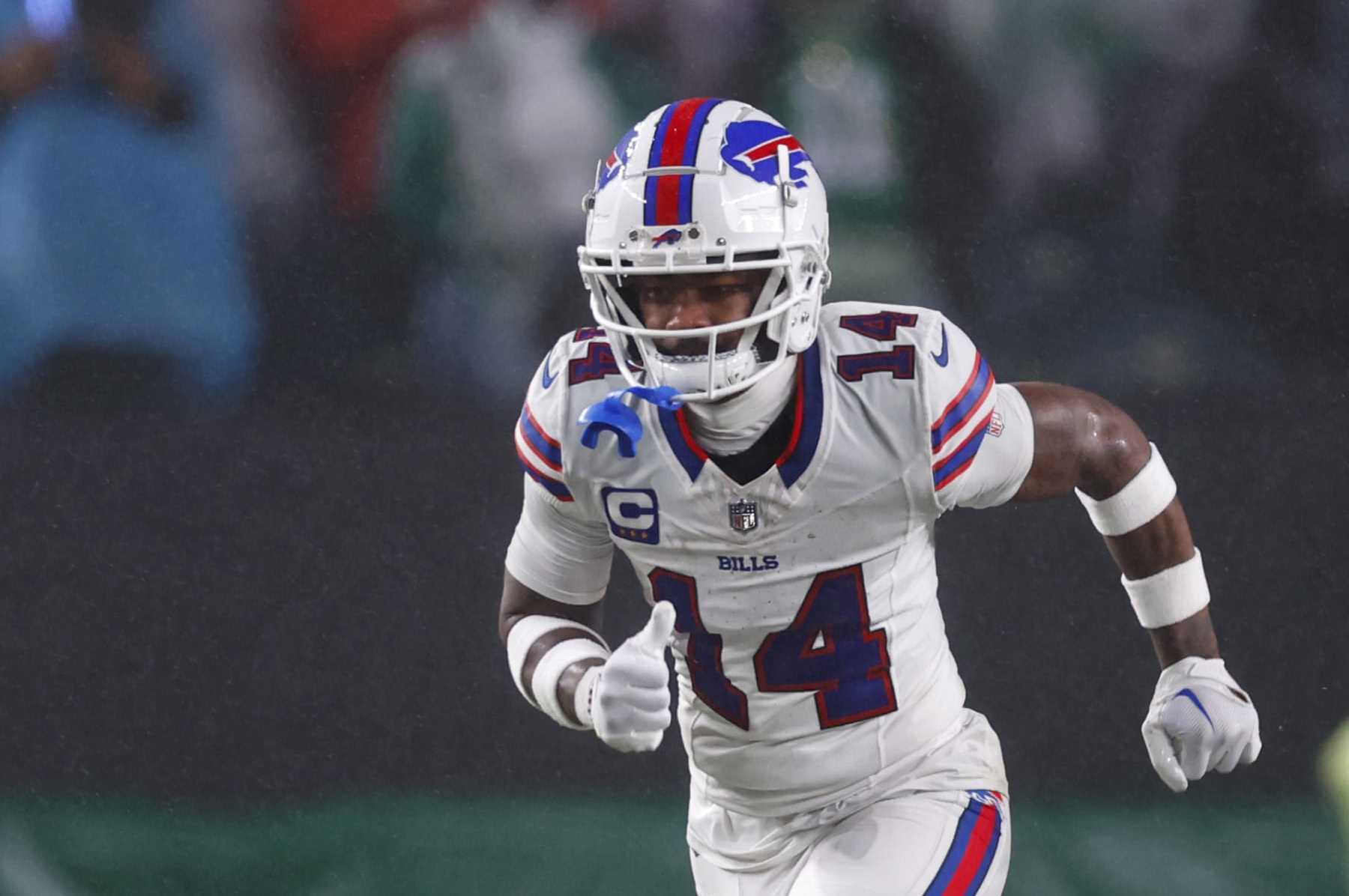 Buffalo Bills wide receiver Stefon Diggs (14) in action against the Philadelphia Eagles during an NFL football game, Sunday, Nov. 26, 2023, in Philadelphia. (AP Photo/Rich Schultz)