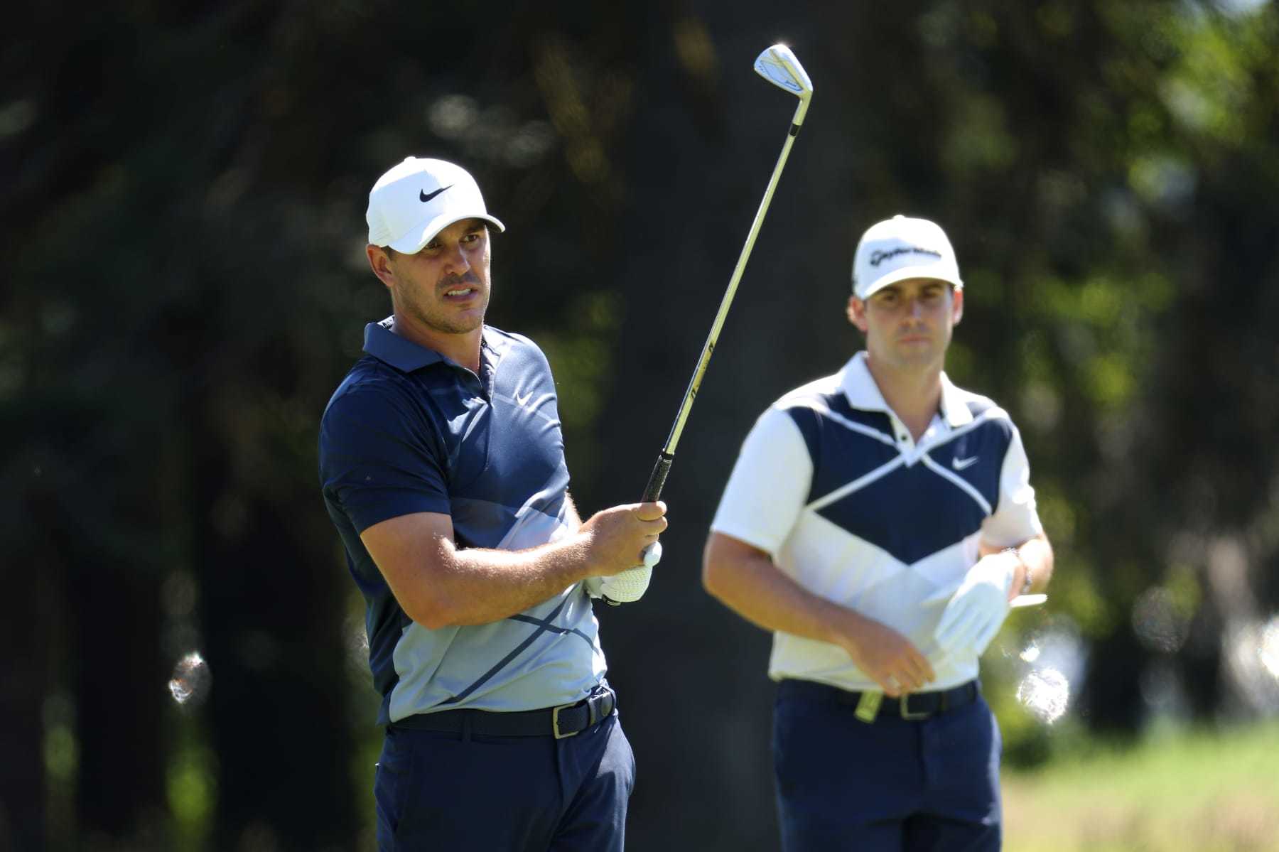 NORTH PLAINS, OREGON - JUNE 30: Team Captain Brooks Koepka of Smash GC and Matt Wolff of Hy Flyers GC look on from the 11th hole during day one of the LIV Golf Invitational - Portland at Pumpkin Ridge Golf Club on June 30, 2022 in North Plains, Oregon. (Photo by Jamie Squire/LIV Golf via Getty Images)