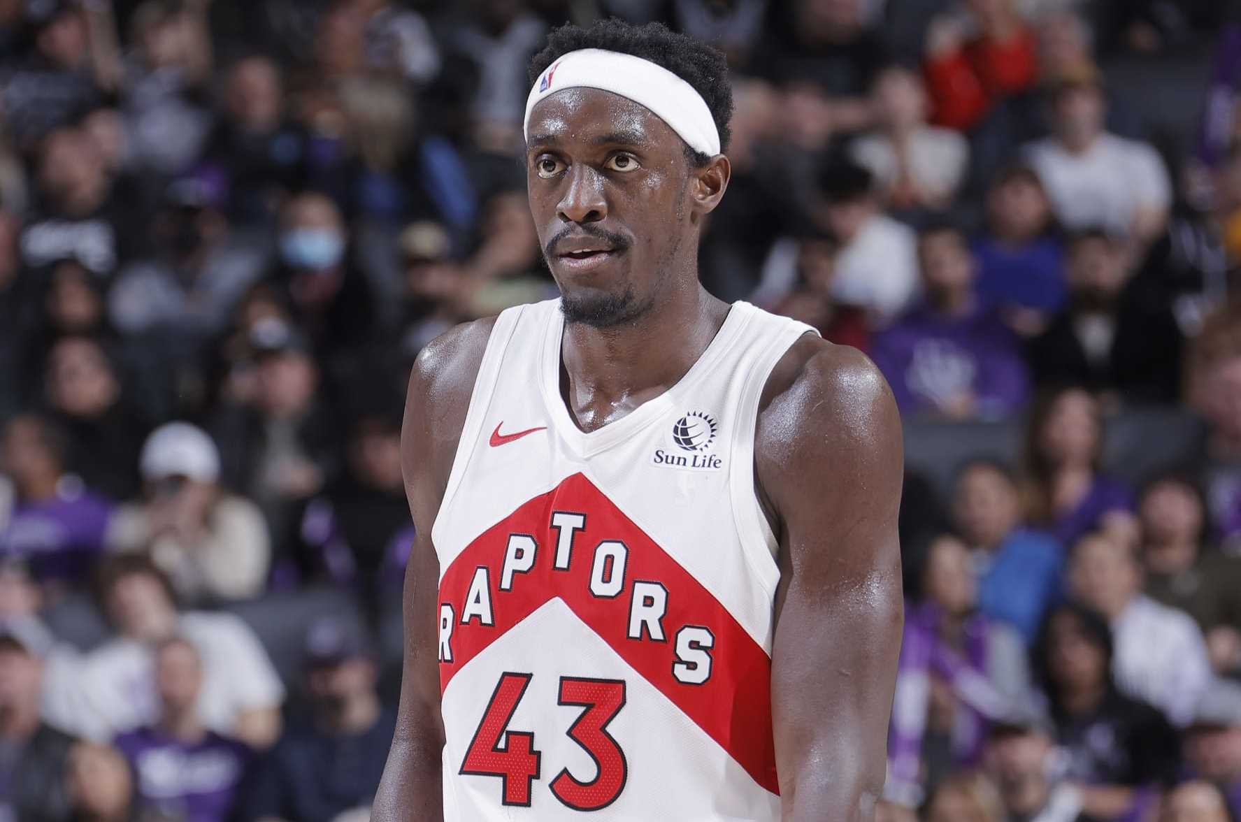 SACRAMENTO, CA - JANUARY 5: Pascal Siakam #43 of the Toronto Raptors looks on during the game against the Sacramento Kings on January 5, 2024 at Golden 1 Center in Sacramento, California. NOTE TO USER: User expressly acknowledges and agrees that, by downloading and or using this photograph, User is consenting to the terms and conditions of the Getty Images Agreement. Mandatory Copyright Notice: Copyright 2024 NBAE (Photo by Rocky Widner/NBAE via Getty Images)