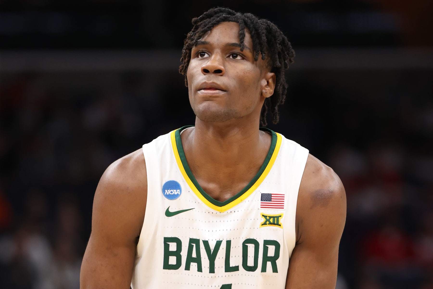 MEMPHIS, TENNESSEE - MARCH 22: Ja'Kobe Walter #4 of the Baylor Bears shoots a free throw during the first round of the 2024 NCAA Men's Basketball Tournament held at FedExForum on March 22, 2024 in Memphis, Tennessee. (Photo by Joe Murphy/NCAA Photos via Getty Images)