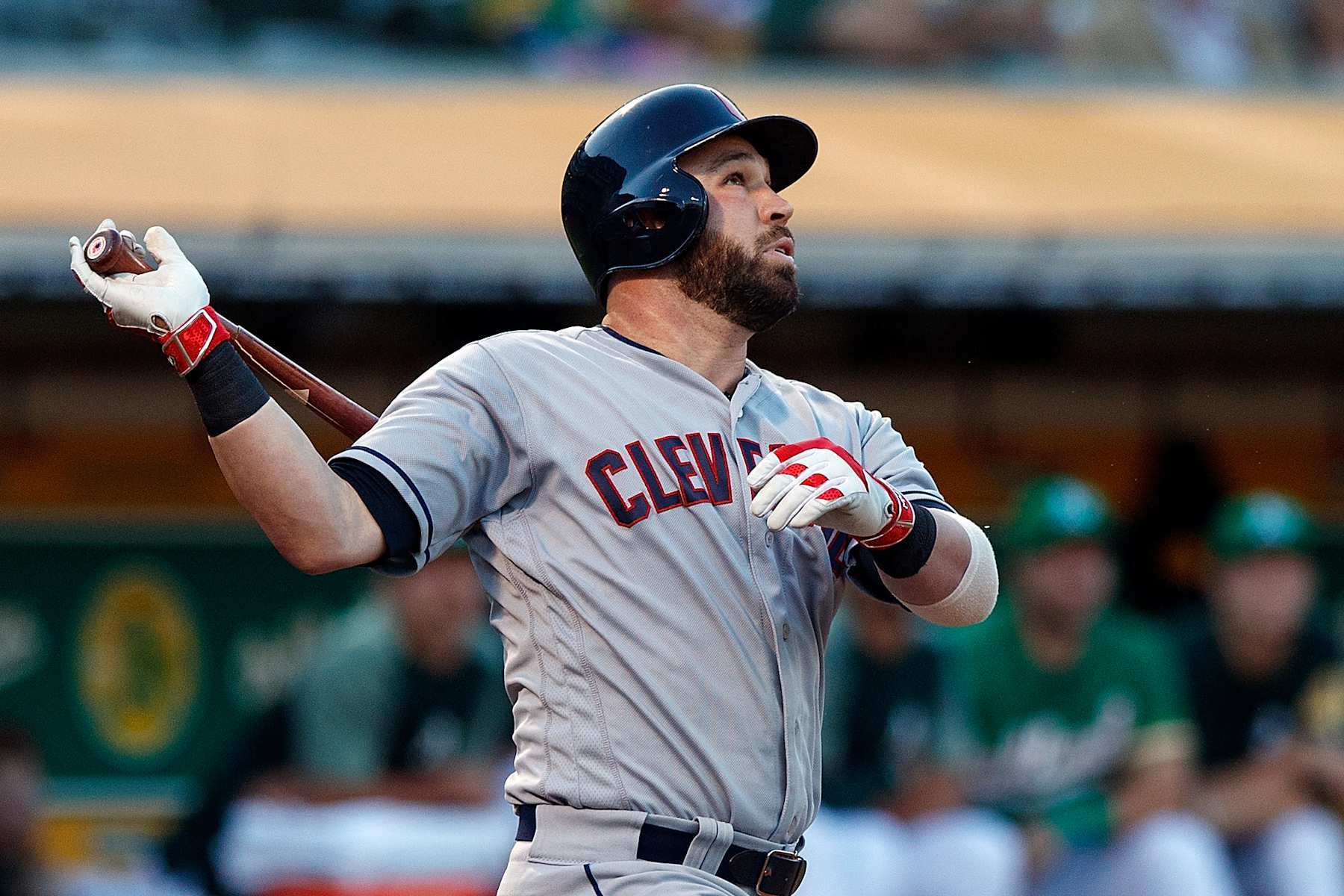 OAKLAND, CA - JUNE 29: Jason Kipnis #22 of the Cleveland Indians at bat against the Oakland Athletics during the second inning at the Oakland Coliseum on June 29, 2018 in Oakland, California. The Oakland Athletics defeated the Cleveland Indians 3-1. (Photo by Jason O. Watson/Getty Images)