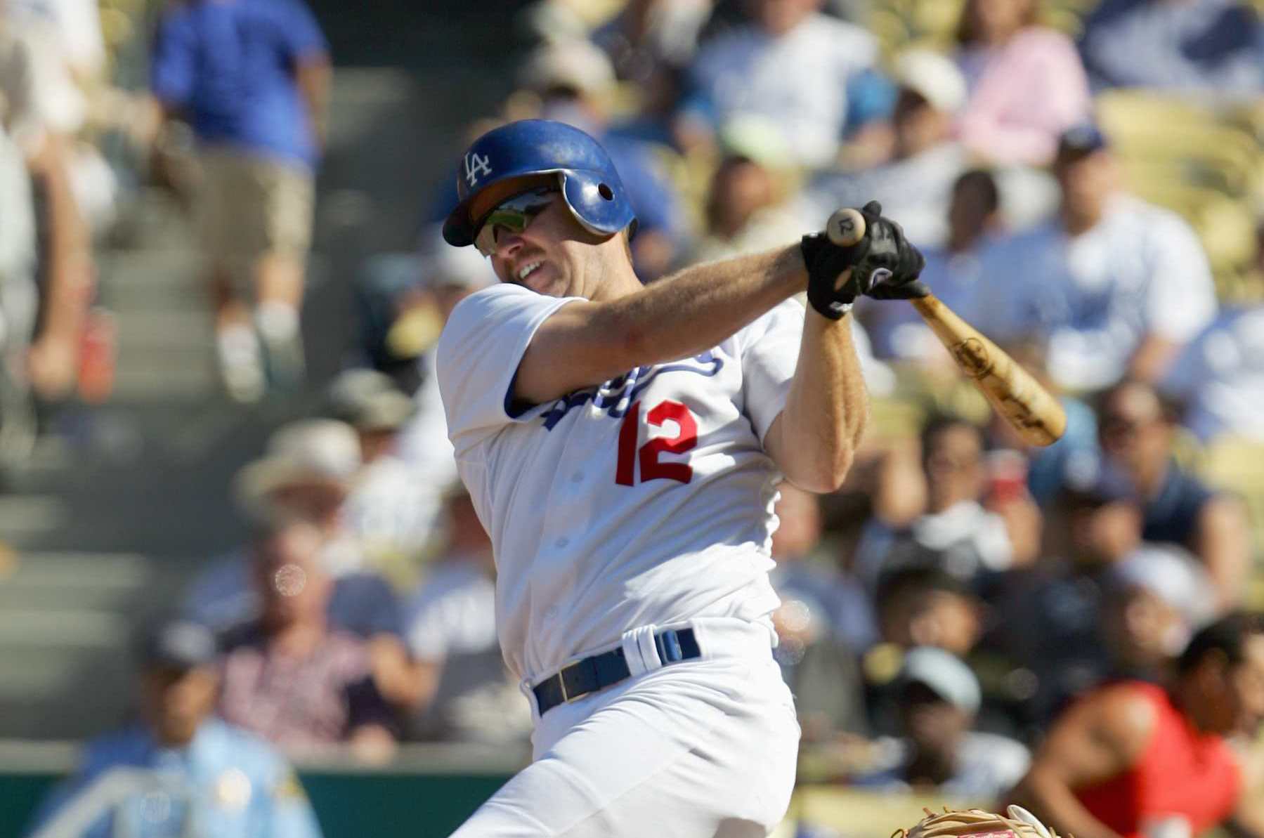 LOS ANGELES - SEPTEMBER 17: Jeff Kent#12 of the Los Angeles Dodgers swings at the pitch during the game against the San Diego Padres at Dodger Stadium during the game on September 17, 2006 in Los Angeles, California. The Padres defeated the Dodgers 2-1. (Photo by Jeff Gross/Getty Images)