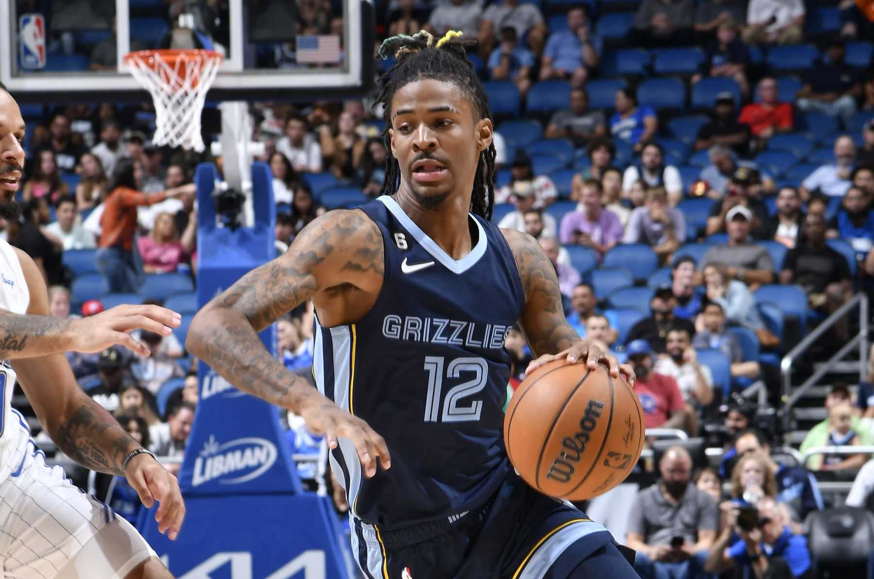 Ja Morant Memphis Grizzlies Game-Used #12 Blue Jersey vs. Houston Rockets  on March 1, 2023