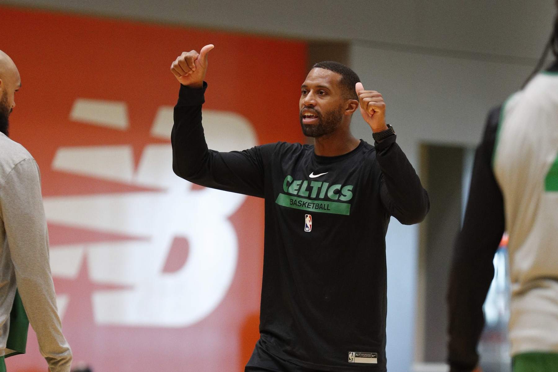 BRIGHTON, MA - OCTOBER 13: Assistant Coach Charles Lee of the Boston Celtics coaches during all access practice at the Auerbach Center on October 13, 2023 in Brighton, Massachusetts. NOTE TO USER: User expressly acknowledges and agrees that, by downloading and or using this photograph, User is consenting to the terms and conditions of the Getty Images License Agreement. Mandatory Copyright Notice: Copyright 2023 NBAE (Photo by Chris Marion/NBAE via Getty Images)