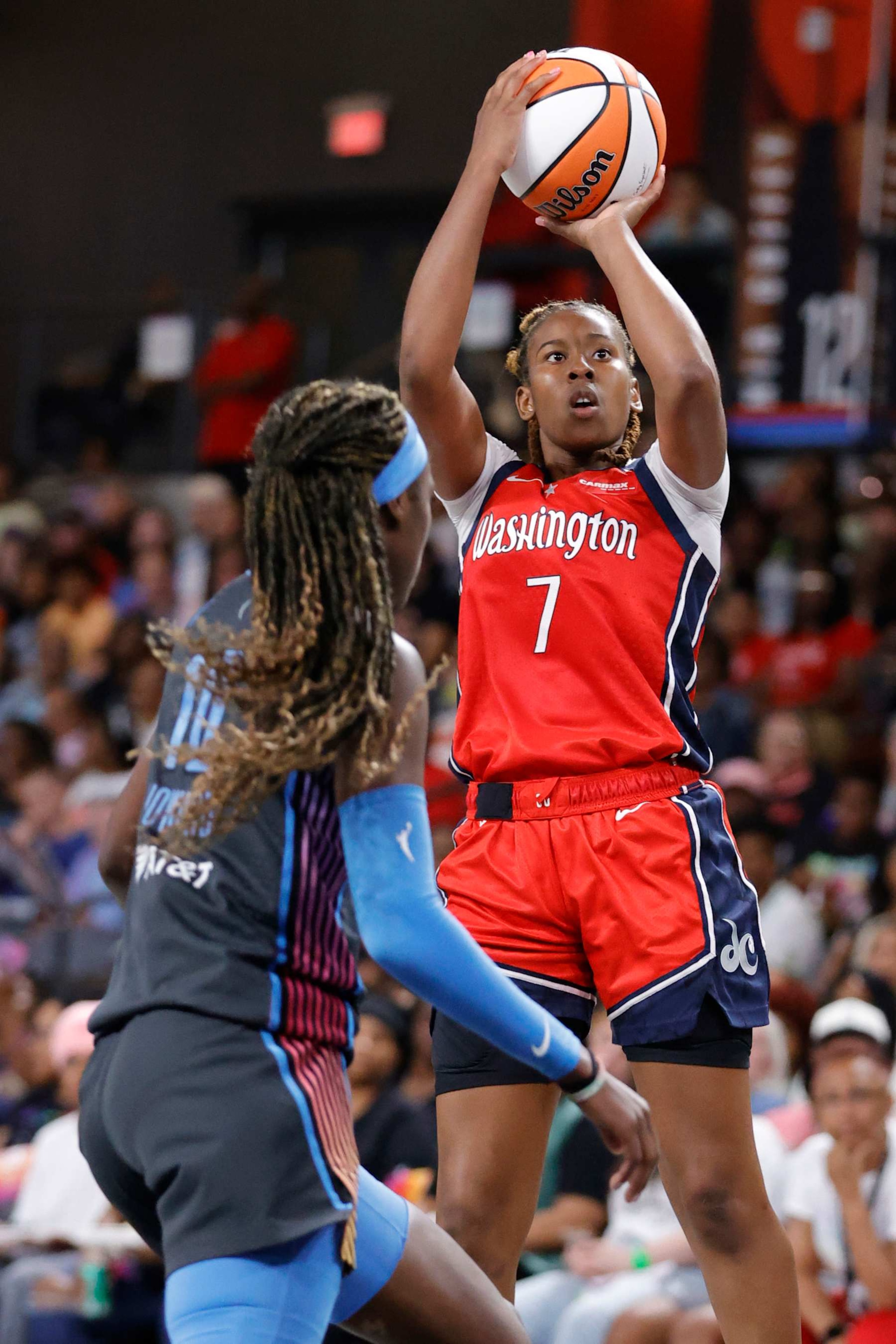 Atlanta's Rhyne Howard guards Washington's Ariel Atkins
