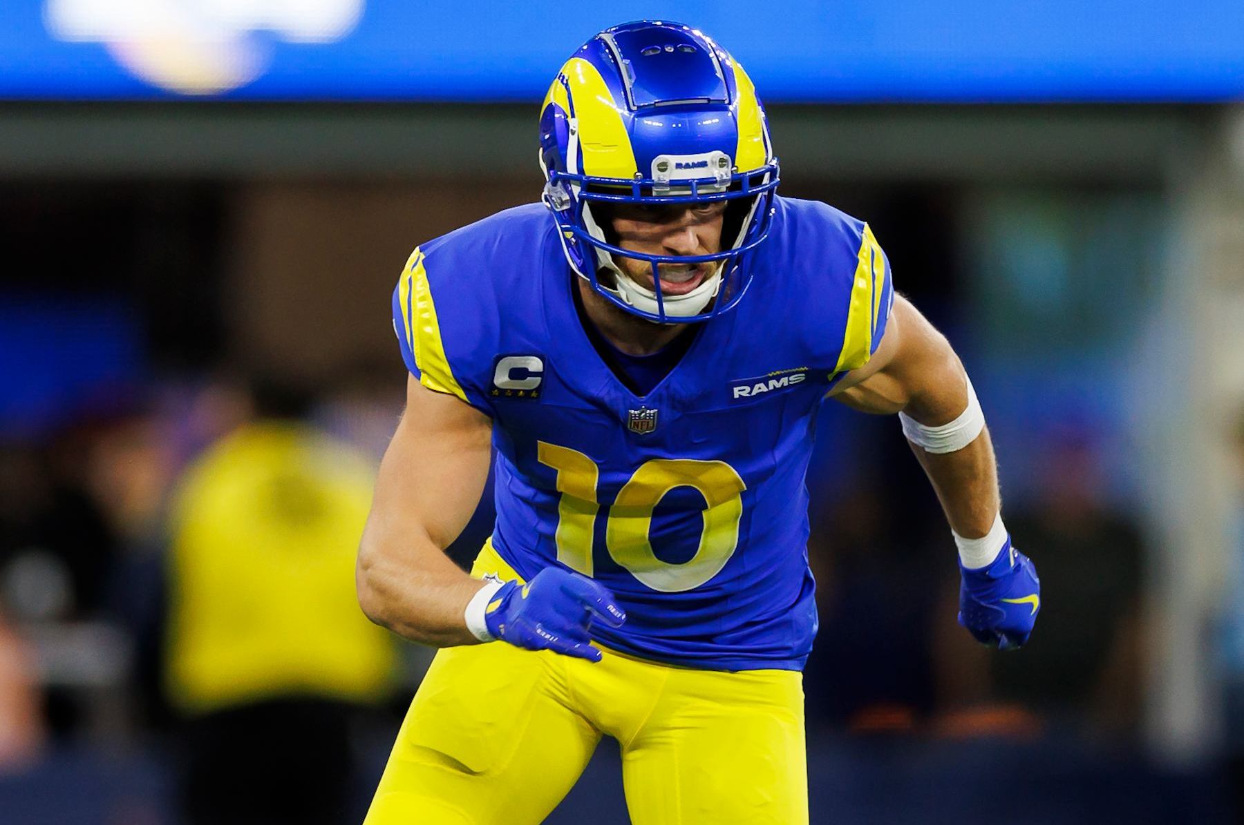 INGLEWOOD, CA - DECEMBER 21: Cooper Kupp #10 of the Los Angeles Rams runs during an NFL game against the New Orleans Saints at SoFi Stadium on December 21, 2023 in Inglewood, California. (Photo by Ryan Kang/Getty Images)