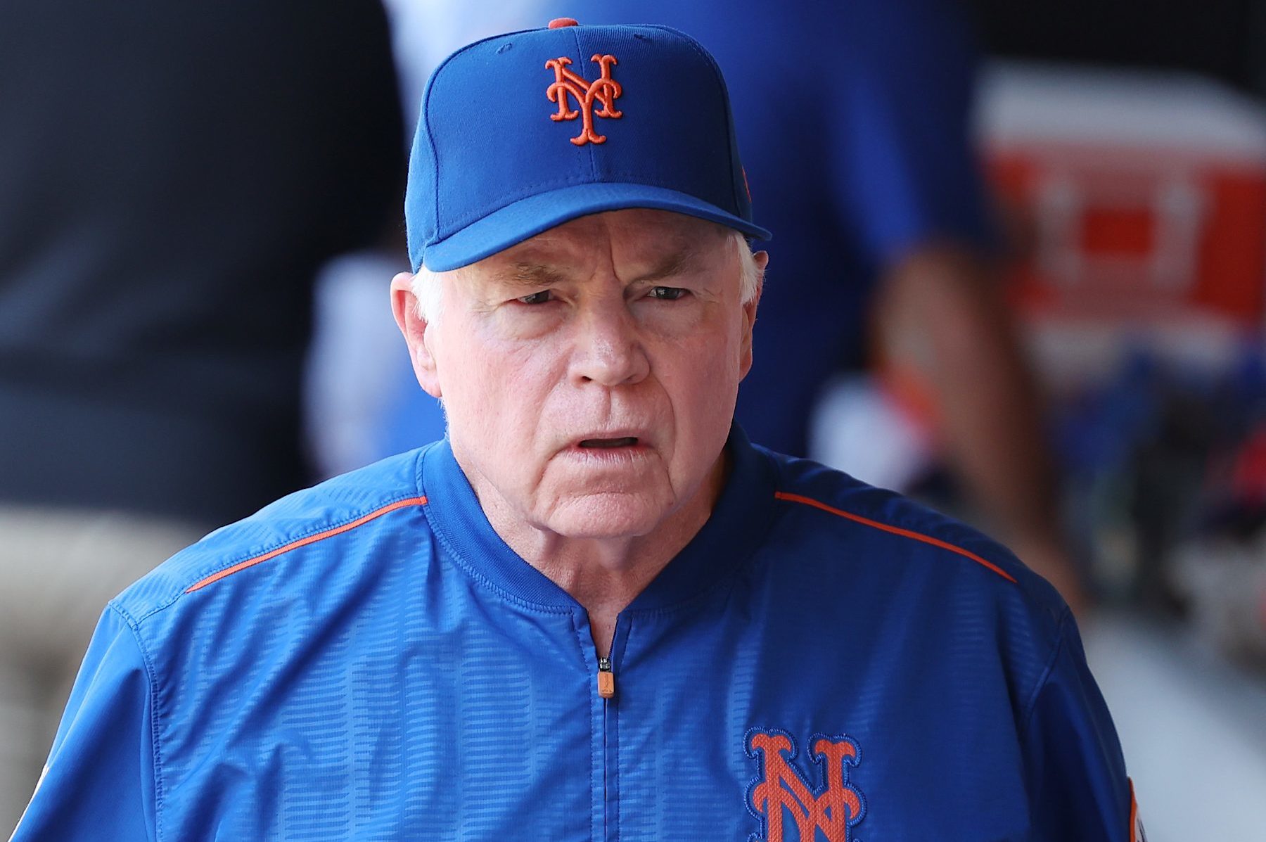 NEW YORK, NEW YORK - OCTOBER 01:  New York Mets Manager Buck Showalter looks on during their game against the Philadelphia Phillies at Citi Field on October 01, 2023 in New York City.  Buck Showalter announced before the game he would not be returning as the Mets manager next year.  (Photo by Al Bello/Getty Images)