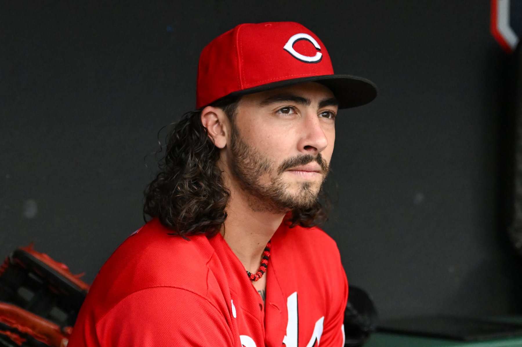 CLEVELAND, OHIO - SEPTEMBER 26, 2023: Jonathan India #6 of the Cincinnati Reds looks on prior to a game against the Cleveland Guardians at Progressive Field on September 26, 2023 in Cleveland, Ohio. (Photo by Nick Cammett/Diamond Images via Getty Images)