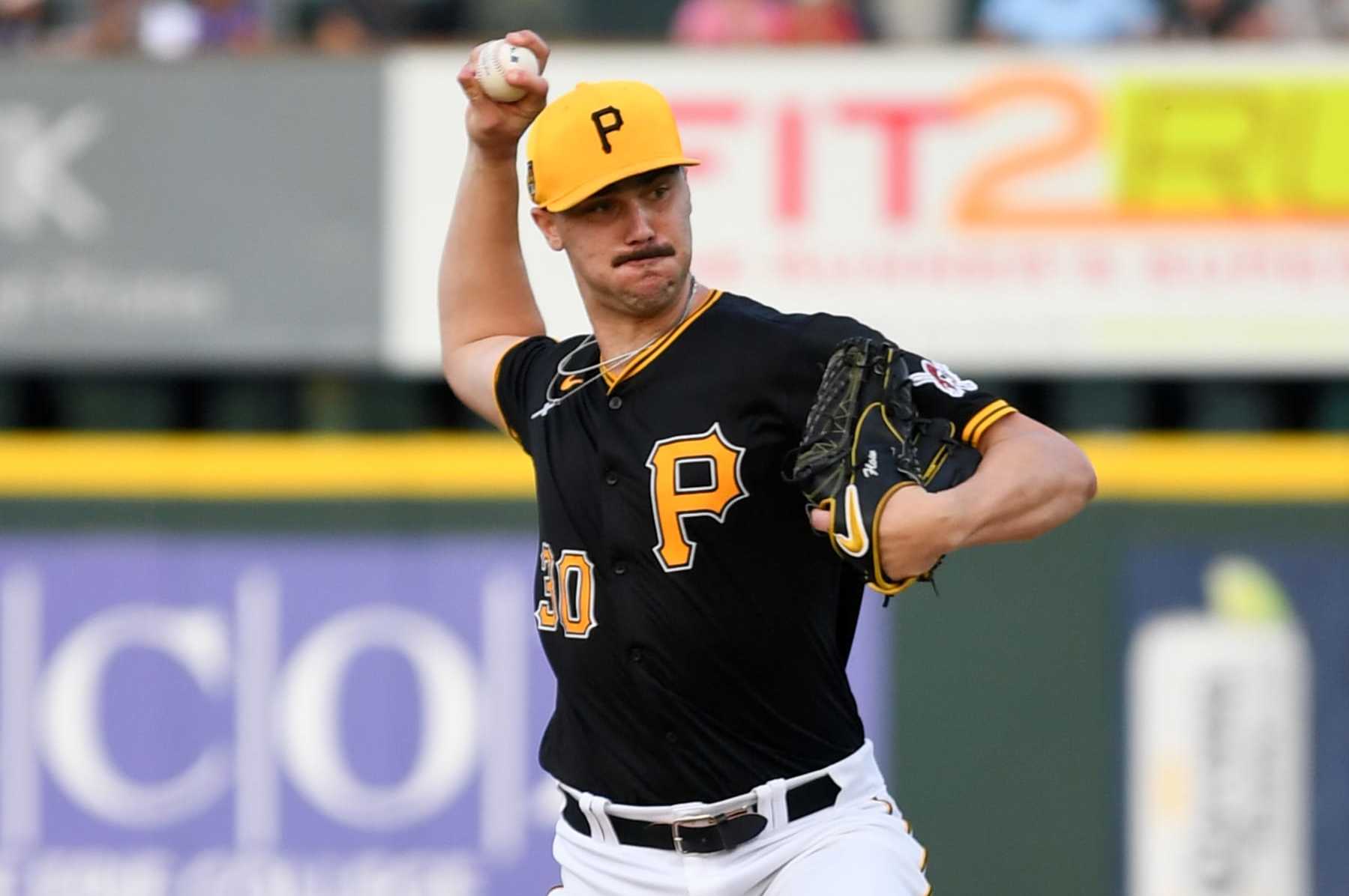BRADENTON, FLORIDA - MARCH 14, 2024: Paul Skenes #30 of the Pittsburgh Pirates throws a pitch during the first inning of a spring training Spring Breakout game against the Baltimore Orioles at LECOM Park on March 14, 2024 in Bradenton, Florida. (Photo by George Kubas/Diamond Images via Getty Images)