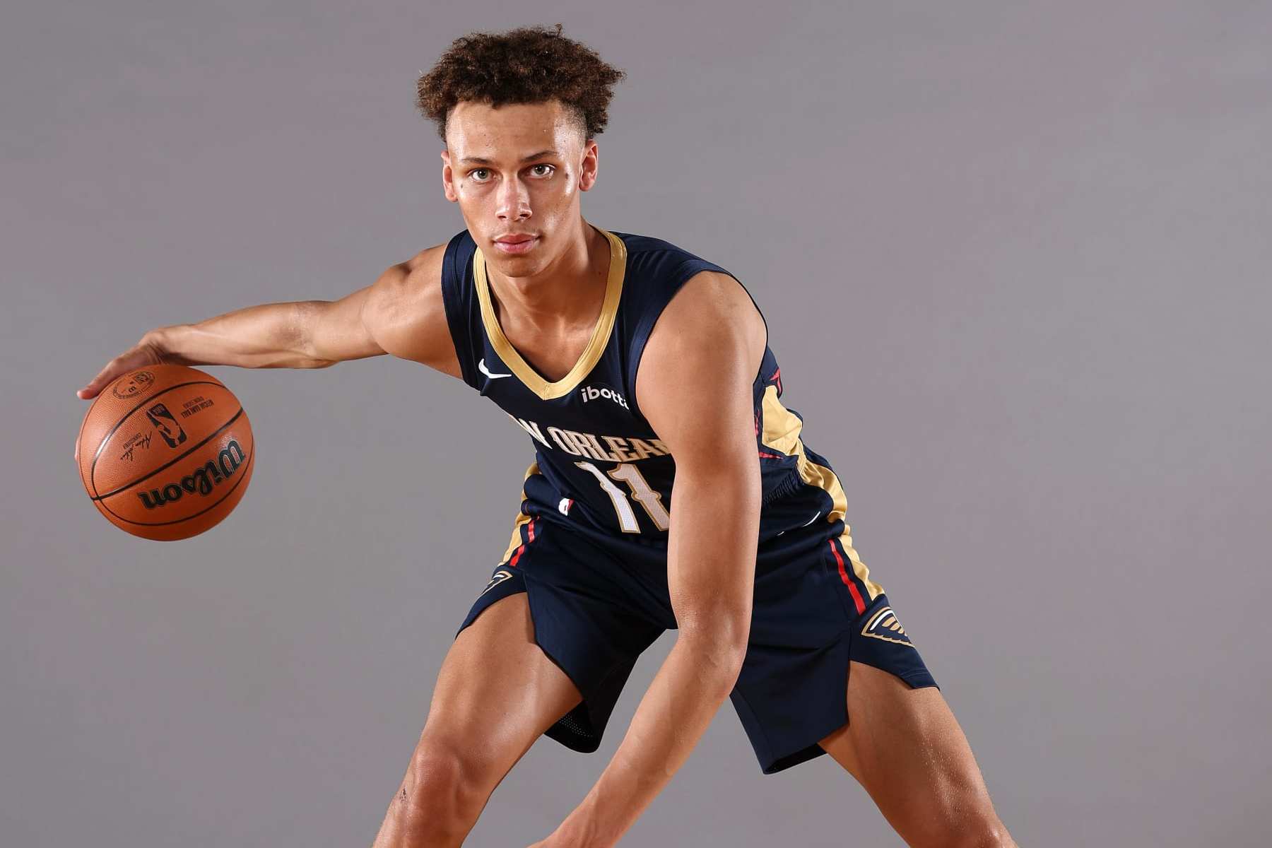 LAS VEGAS, NEVADA - JULY 14: Dyson Daniels #11 of the New Orleans Pelican poses during the 2022 NBA Rookie Portraits at UNLV on July 14, 2022 in Las Vegas, Nevada. NOTE TO USER: User expressly acknowledges and agrees that, by downloading and/or using this photograph, User is consenting to the terms and conditions of the Getty Images License Agreement. (Photo by Gregory Shamus/Getty Images) LAS VEGAS, NEVADA - JULY 14: Dyson Daniels #11 of the New Orleans Pelican poses during the 2022 NBA Rookie Portraits at UNLV on July 14, 2022 in Las Vegas, Nevada. NOTE TO USER: User expressly acknowledges and agrees that, by downloading and/or using this photograph, User is consenting to the terms and conditions of the Getty Images License Agreement. (Photo by Gregory Shamus/Getty Images)