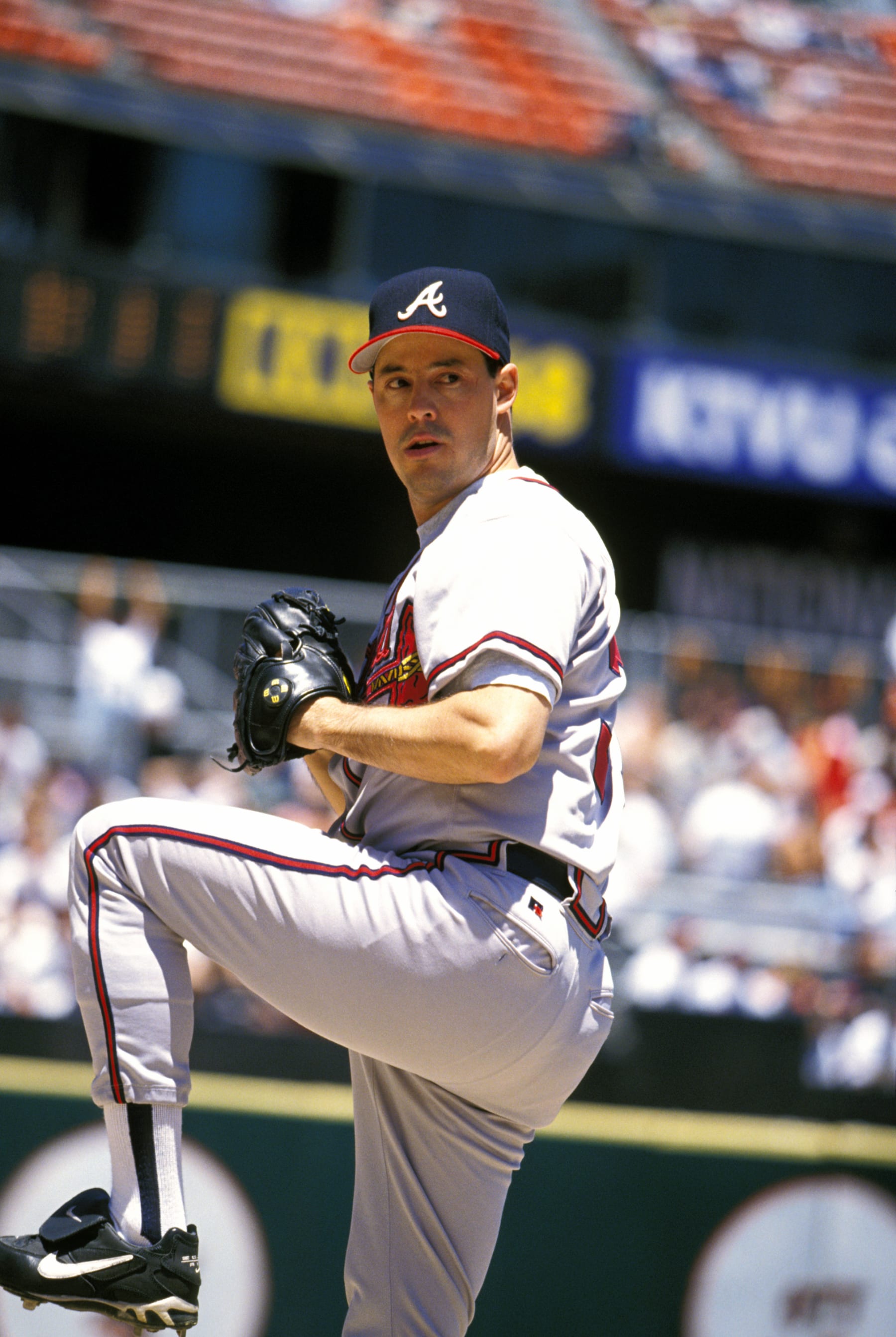 Atlanta Braves Greg Maddux in action during the 1997 Major League Baseball season. (Photo by Allen Kee/WireImage)
