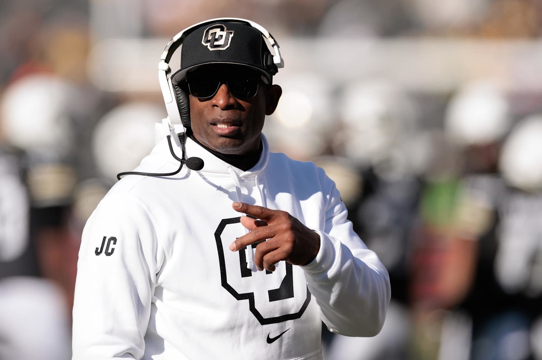 BOULDER, COLORADO - NOVEMBER 29: Head coach Deion Sanders of the Colorado Buffaloes looks on during the fourth quarter against the Oklahoma State Cowboys at Folsom Field on November 29, 2024 in Boulder, Colorado. (Photo by Andrew Wevers/Getty Images)
