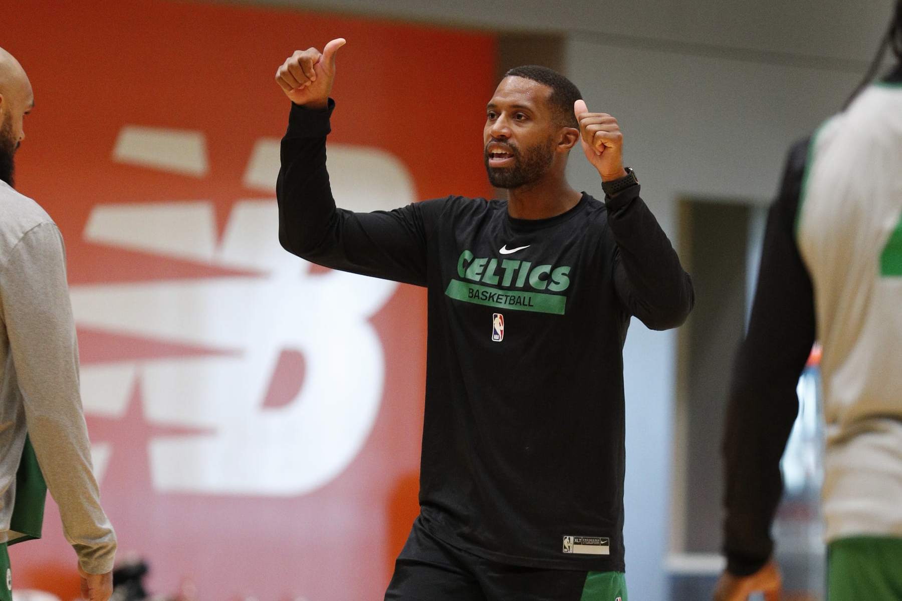 BRIGHTON, MA - OCTOBER 13: Assistant Coach Charles Lee of the Boston Celtics coaches during all access practice at the Auerbach Center on October 13, 2023 in Brighton, Massachusetts. NOTE TO USER: User expressly acknowledges and agrees that, by downloading and or using this photograph, User is consenting to the terms and conditions of the Getty Images License Agreement. Mandatory Copyright Notice: Copyright 2023 NBAE (Photo by Chris Marion/NBAE via Getty Images)