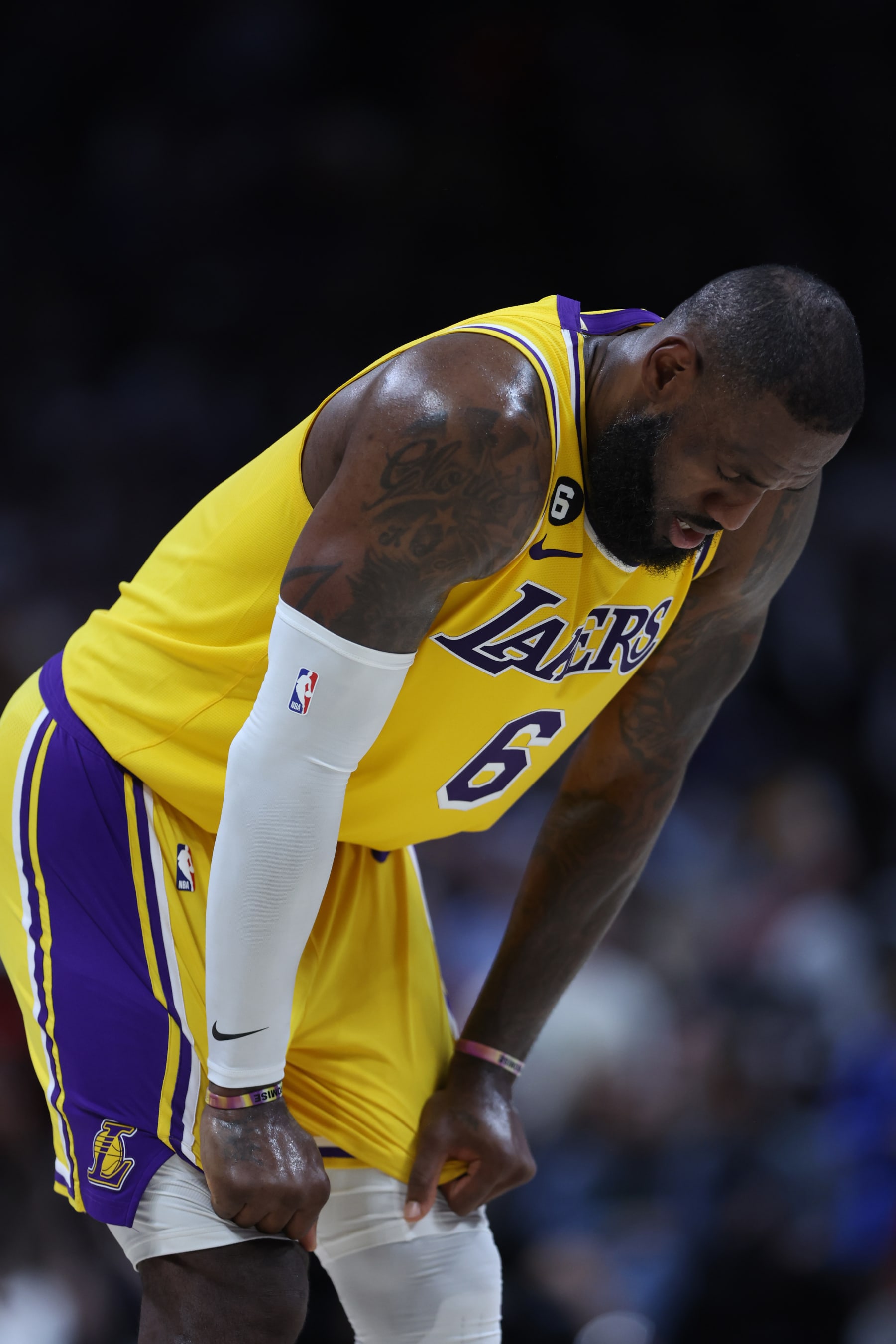 DENVER, COLORADO - MAY 18: LeBron James #6 of the Los Angeles Lakers reacts after losing to the Denver Nuggets in sport two of the Western Conference Finals at Ball Enviornment on Might 18, 2023 in Denver, Colorado. NOTE TO USER: User expressly acknowledges and agrees that, by downloading and or using this characterize, User is consenting to the phrases and instances of the Getty Pictures License Agreement. (Photo by Matthew Stockman/Getty Pictures)