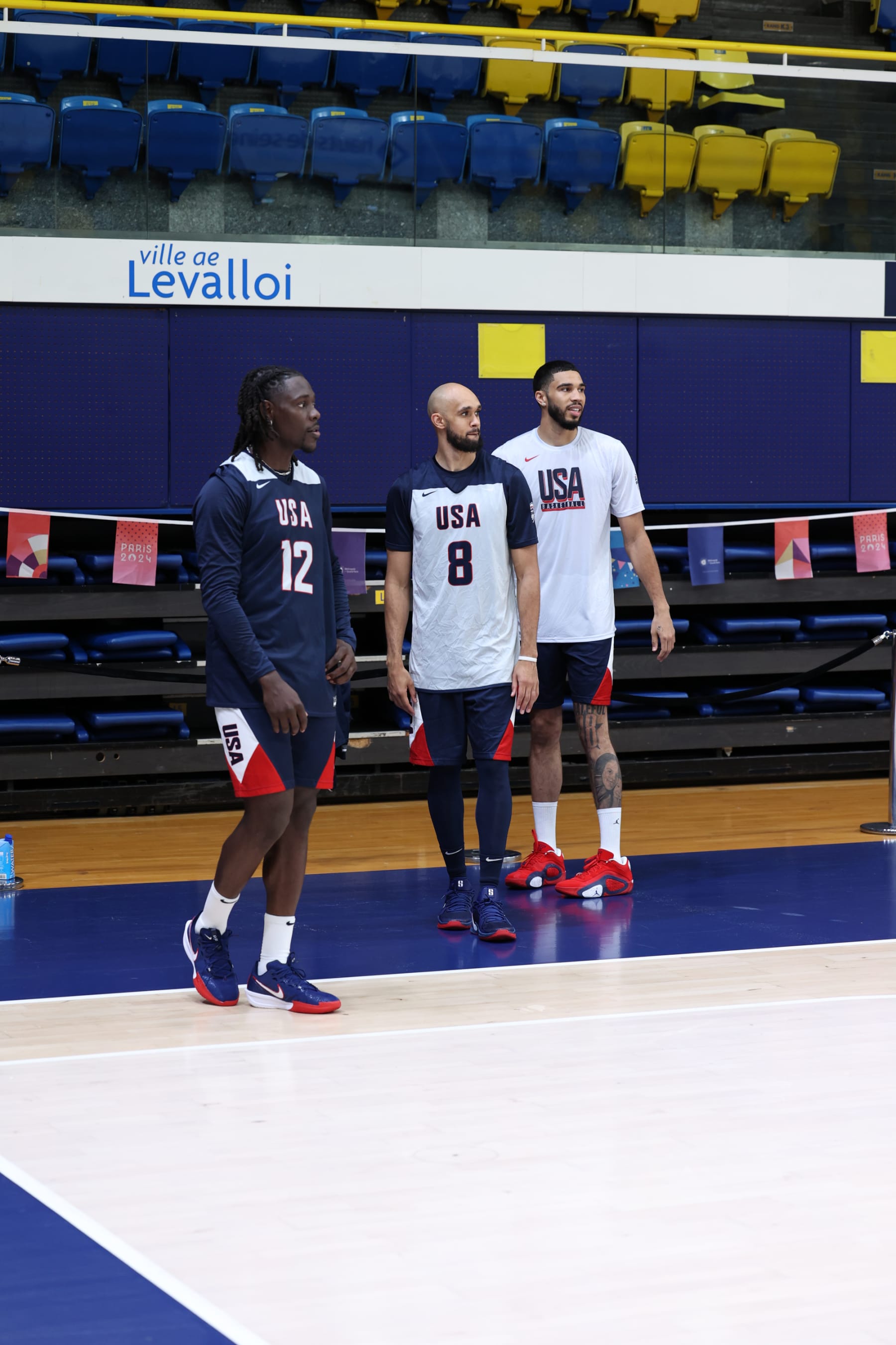 Jrue Holiday, Derrick White and Jayson Tatum