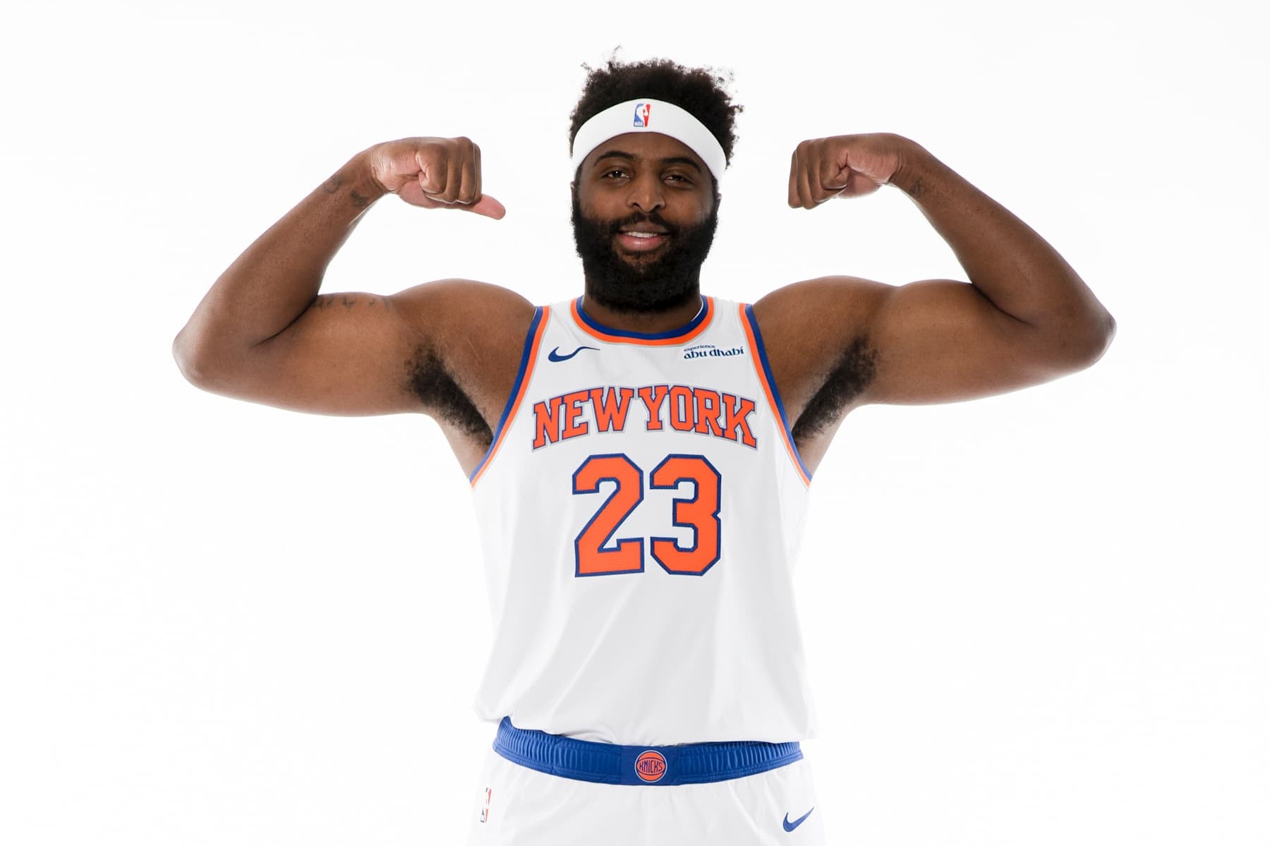 TARRYTOWN, NY - NOVEMBER 16: Mitchell Robinson #23 of the New York Knicks poses for a portrait during at The New York Knicks Training Center on November 16, 2024 in Tarrytown, New York. NOTE TO USER: User expressly acknowledges and agrees that, by downloading and/or using this photograph, user is consenting to the terms and conditions of the Getty Images License Agreement. Mandatory Copyright Notice: Copyright 2024 NBAE (Photo by Nathaniel S. Butler/NBAE via Getty Images)
