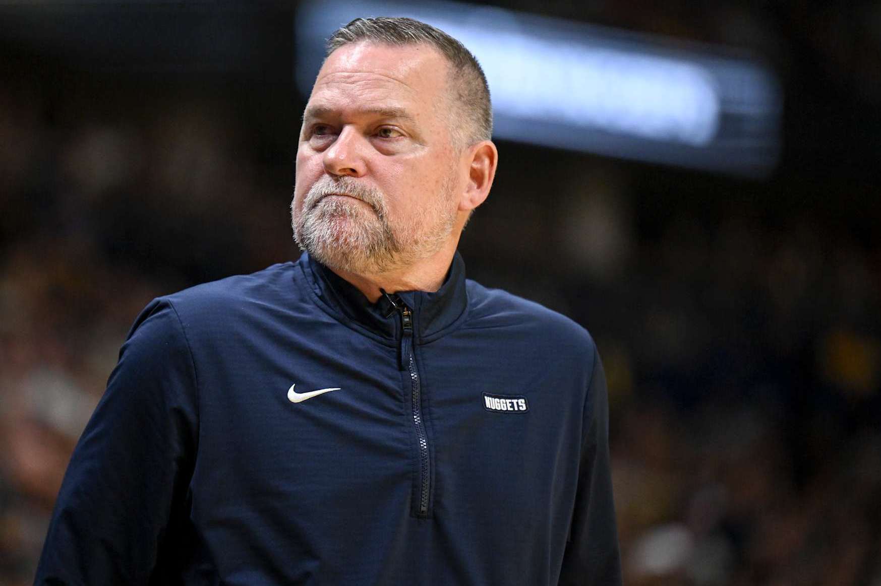 DENVER, CO - NOVEMBER 22: Denver Nuggets head coach Michael Malone watches the action against the Dallas Mavericks during the second quarter at Ball Arena in Denver, Colorado on Friday, November 22, 2024. (Photo by AAron Ontiveroz/The Denver Post)