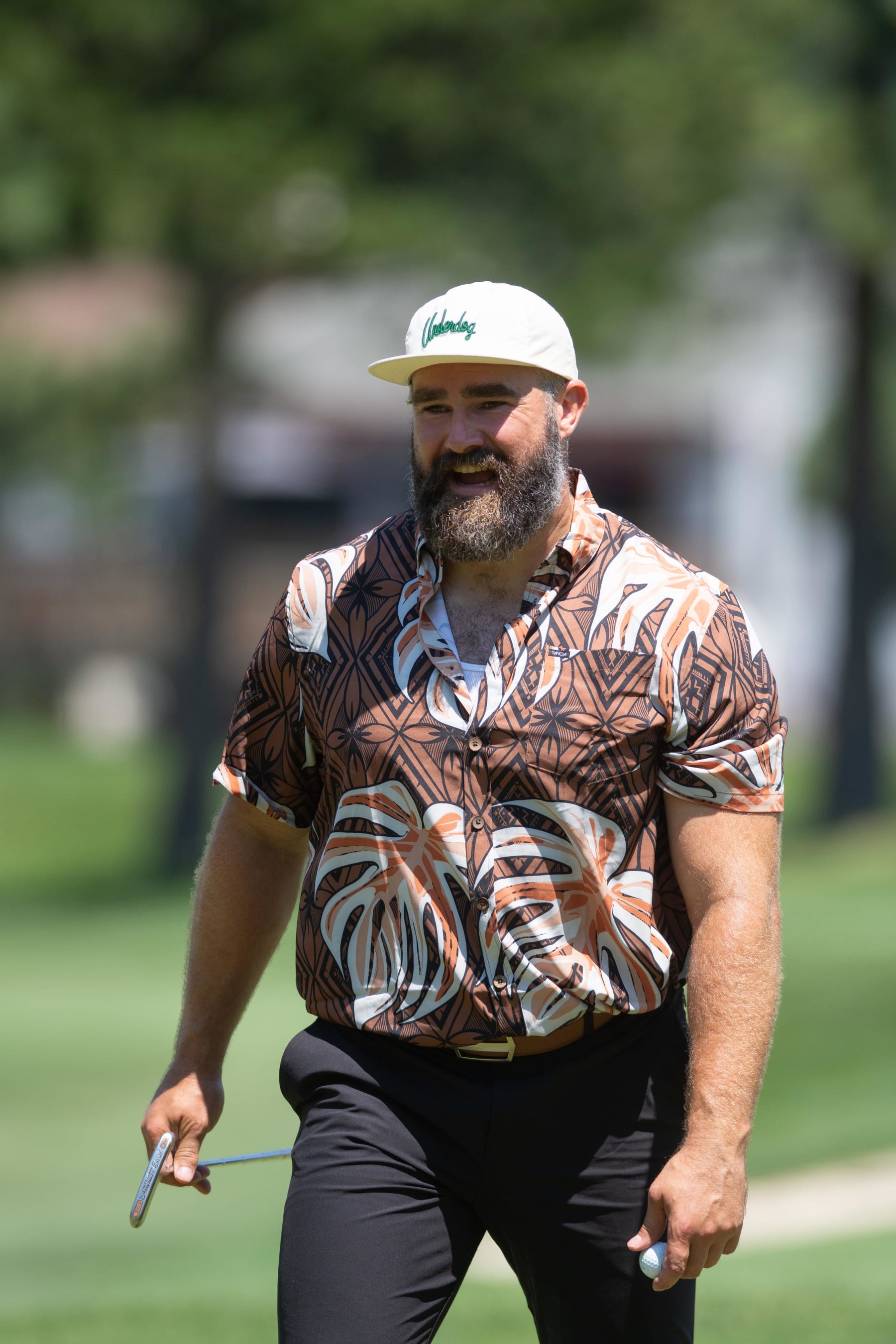 STATELINE, NV - JULY 11: Retired football player Jason Kelce during the second practice round at the ACC Celebrity Golf Championship presented by American Century Investments at Edgewood Tahoe Golf Course on July 11, 2024 in Stateline, Nevada. (Photo by David Calvert/Getty Images for American Century Investments)